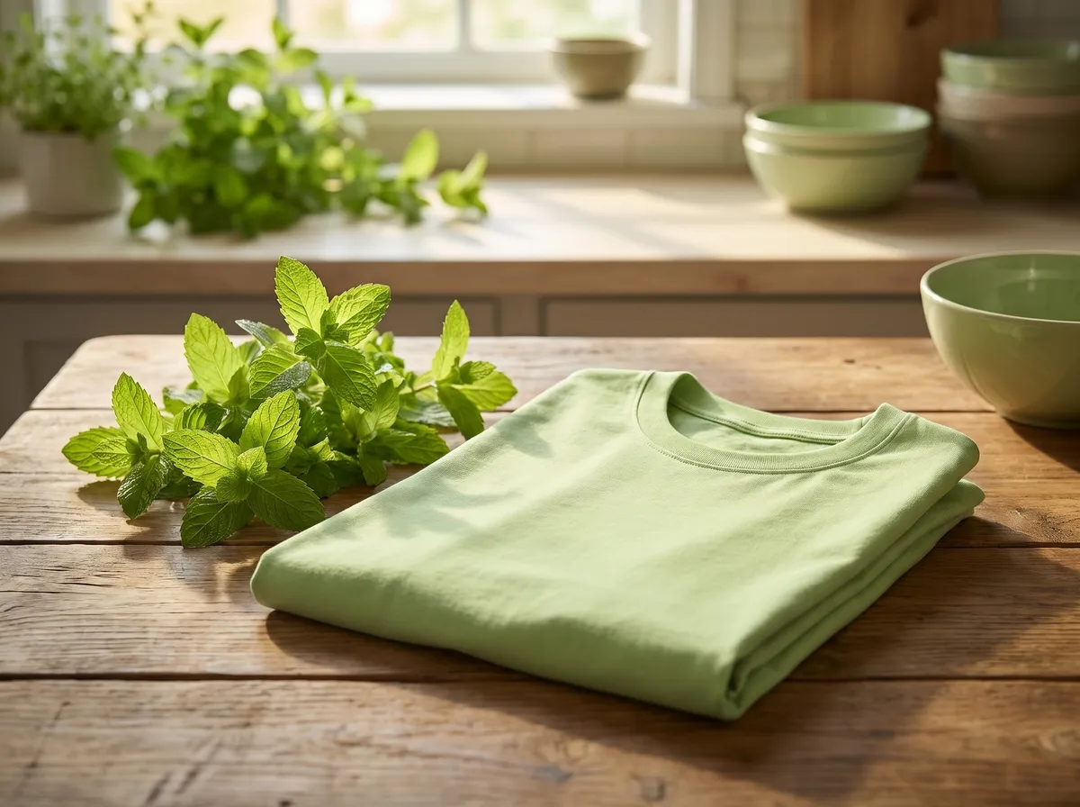 Classic Oversized in Light Green, beside mint leaves