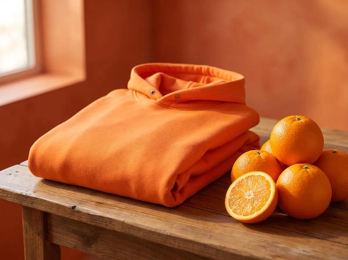 Classic Oversized Hoodie in Orange, beside oranges