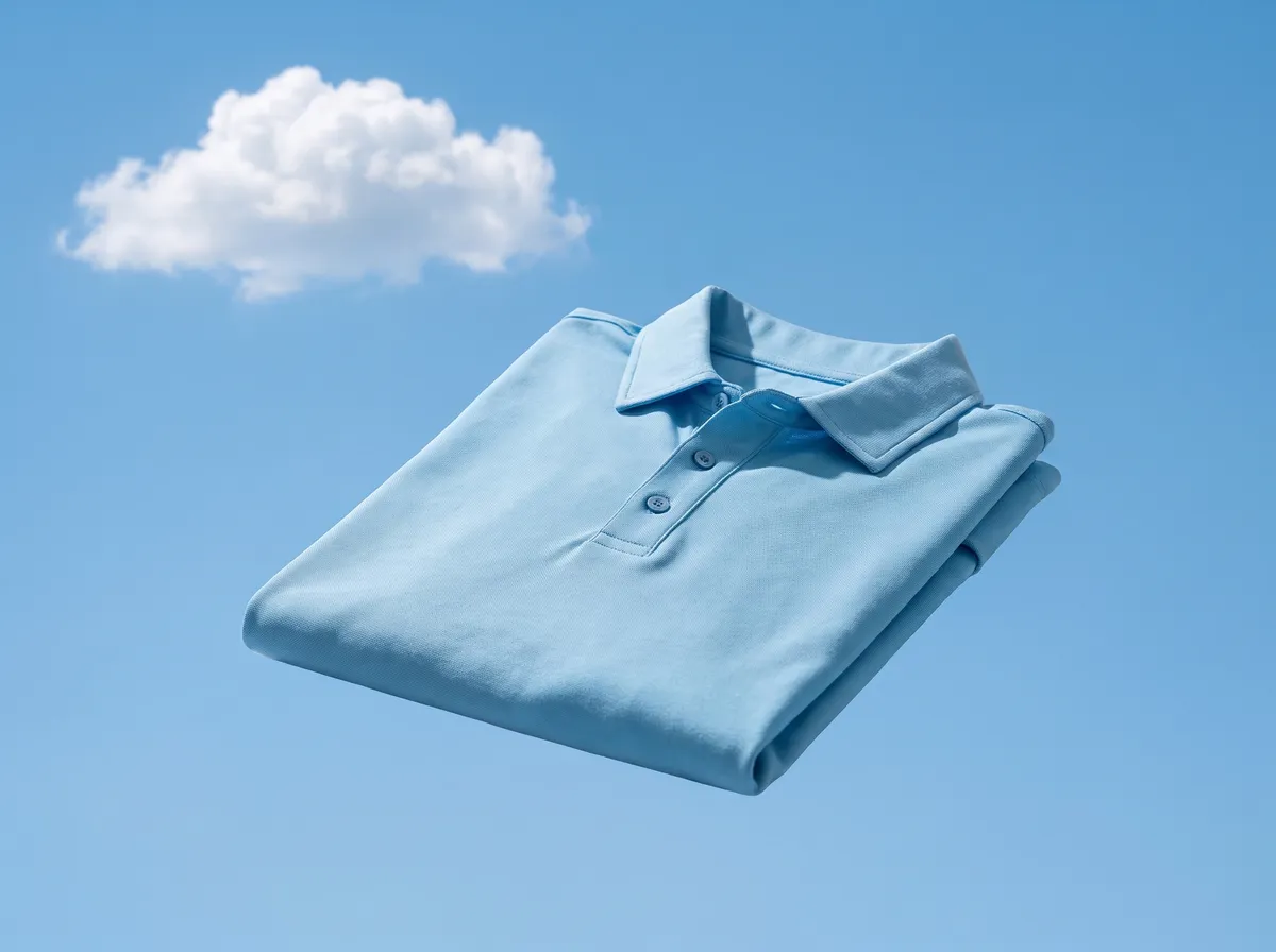 Active Polo in Sky Blue, beside a clear sky