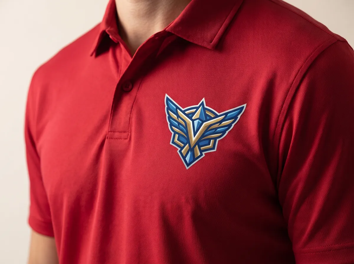 A full colour logo printed on the garment
