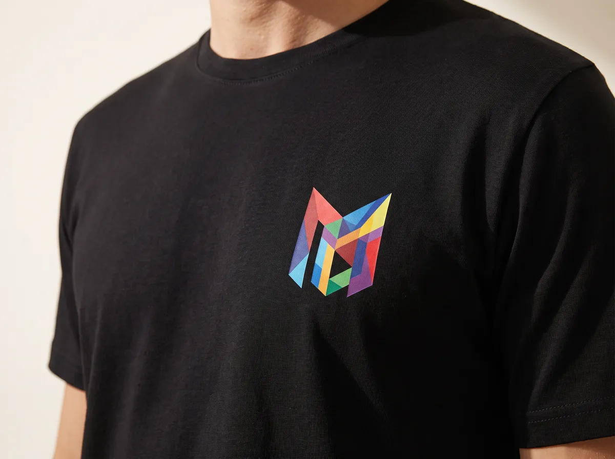 A full colour logo printed on the garment