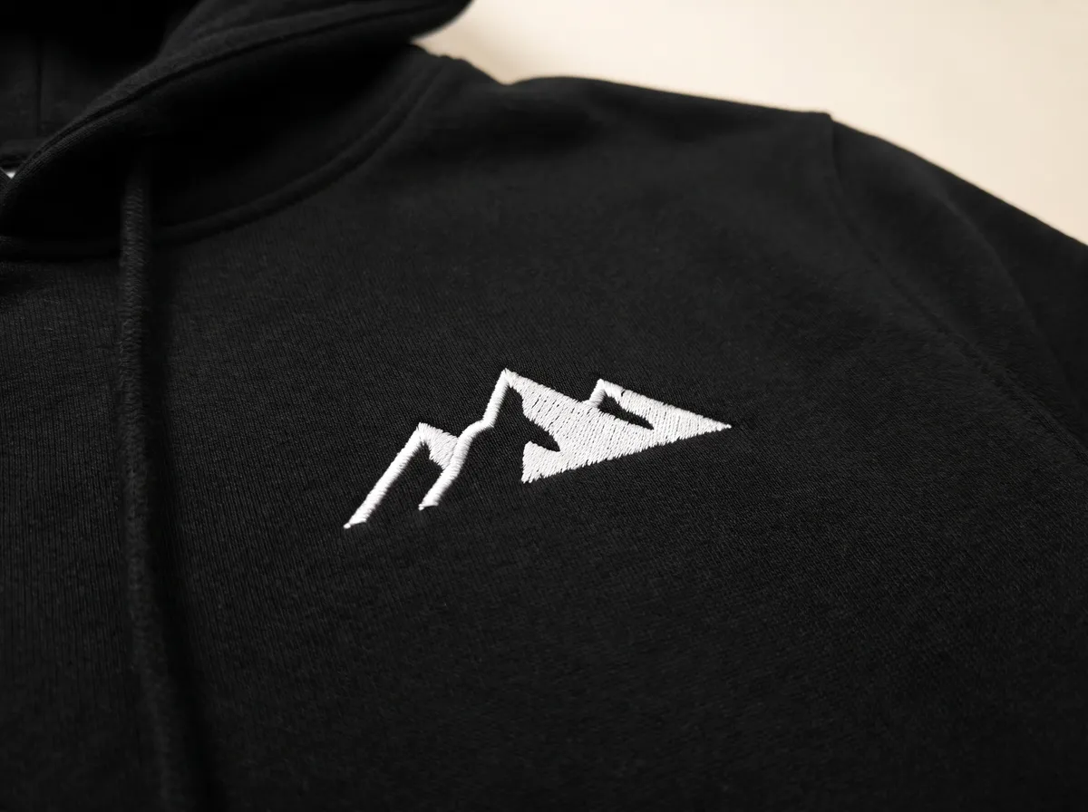 An embroidered logo on the chest