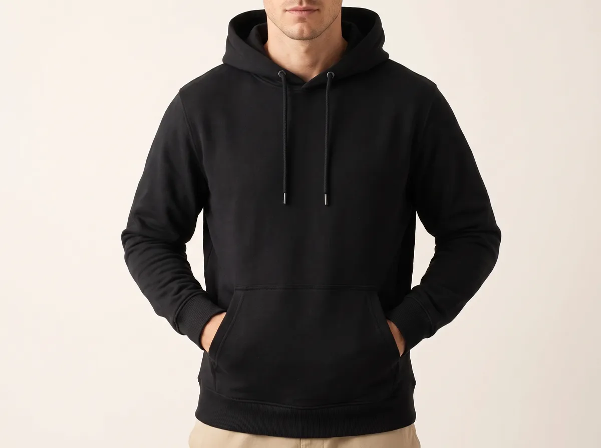 The hoodie worn, hands in the kangaroo pocket