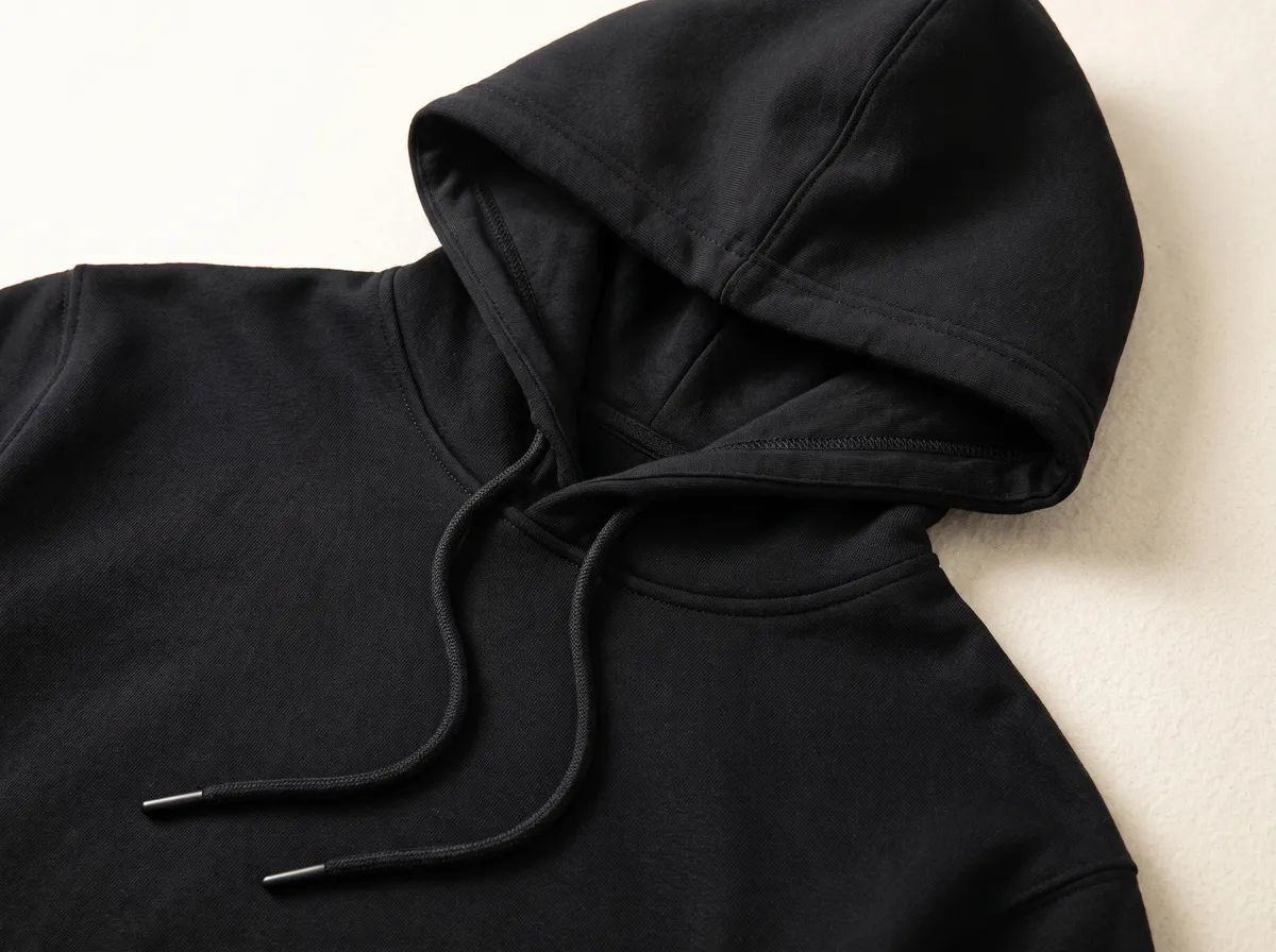 Close-up of the hood and stitching