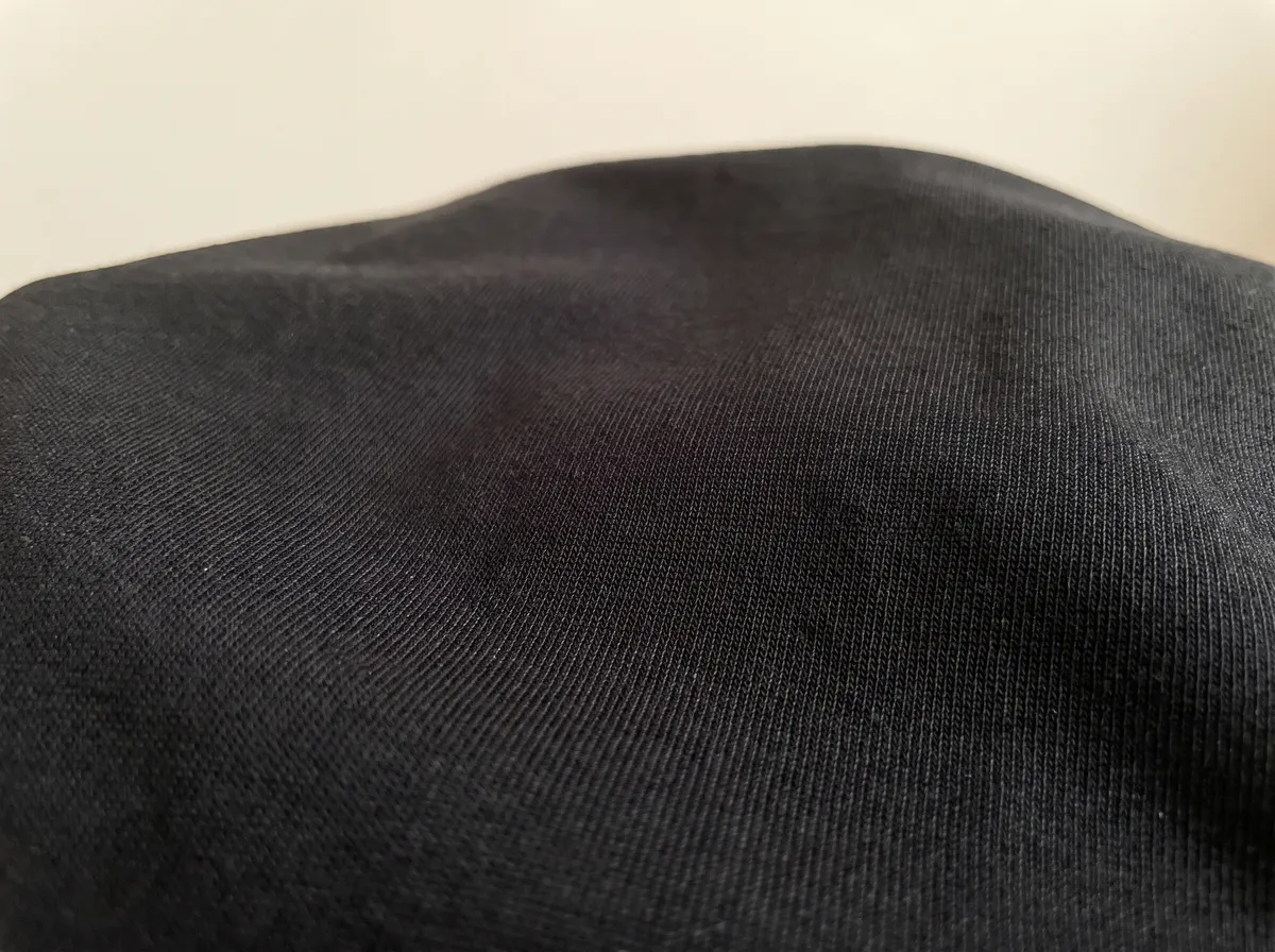 Close-up of the smooth cotton interlock knit