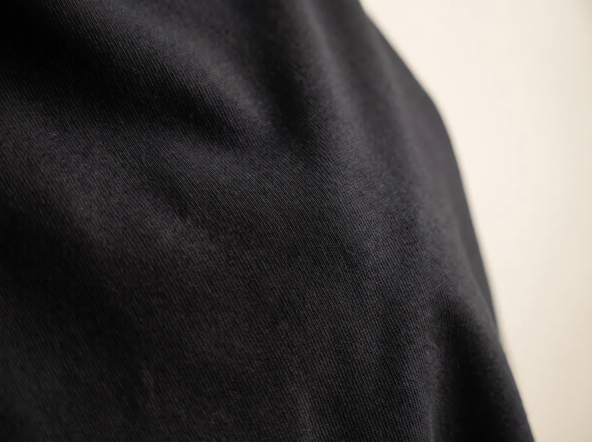 Close-up of the smooth cotton interlock knit