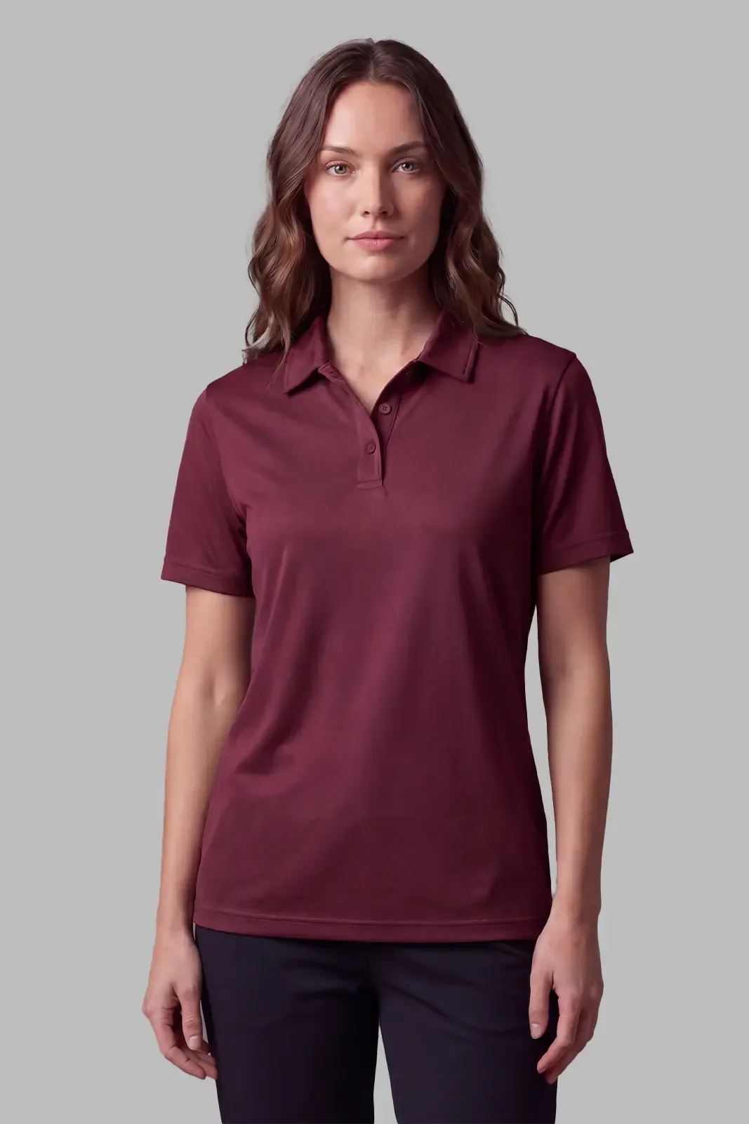 Women's Active Polo in Wine
