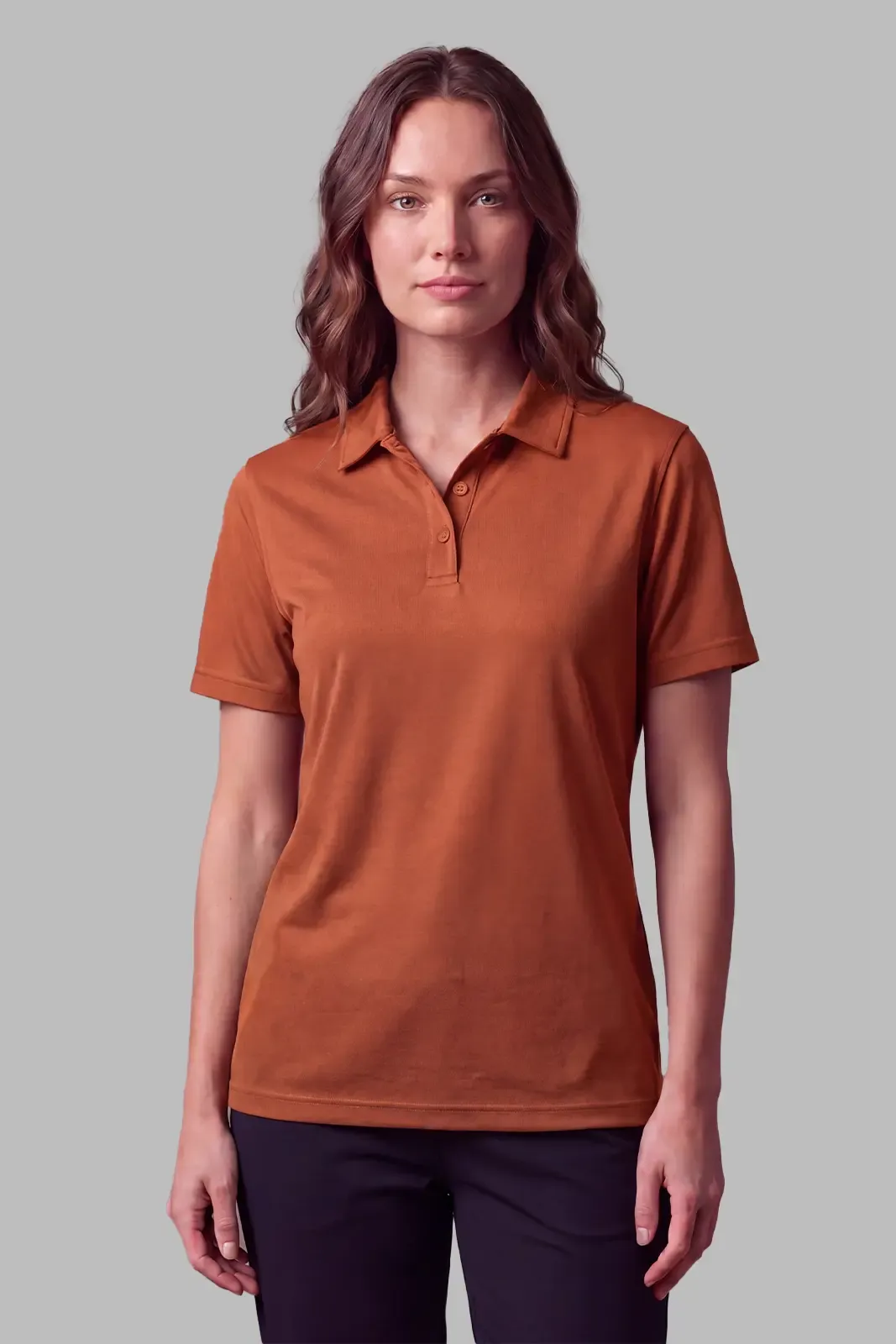 Women's Active Polo in Woody Orange