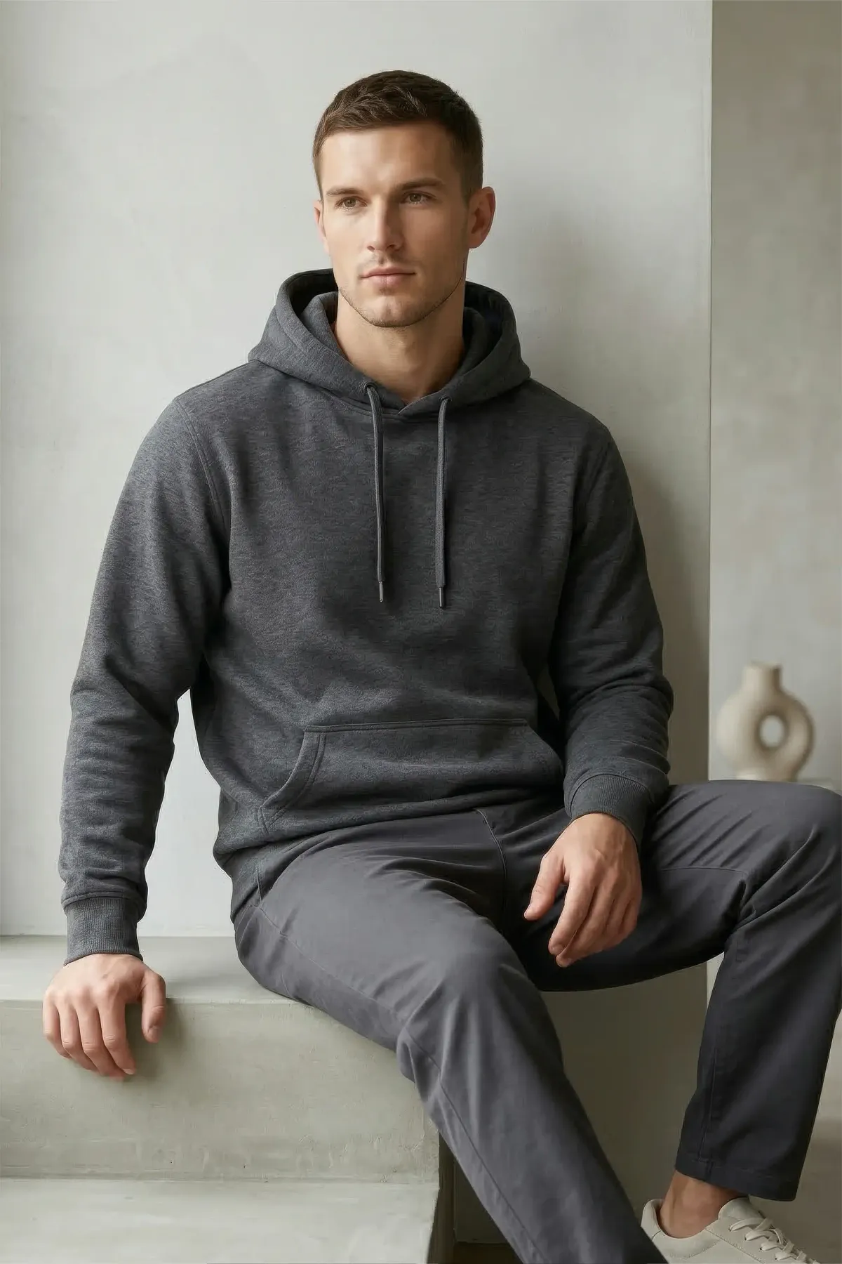 Classic Hoodie in Charcoal Melange