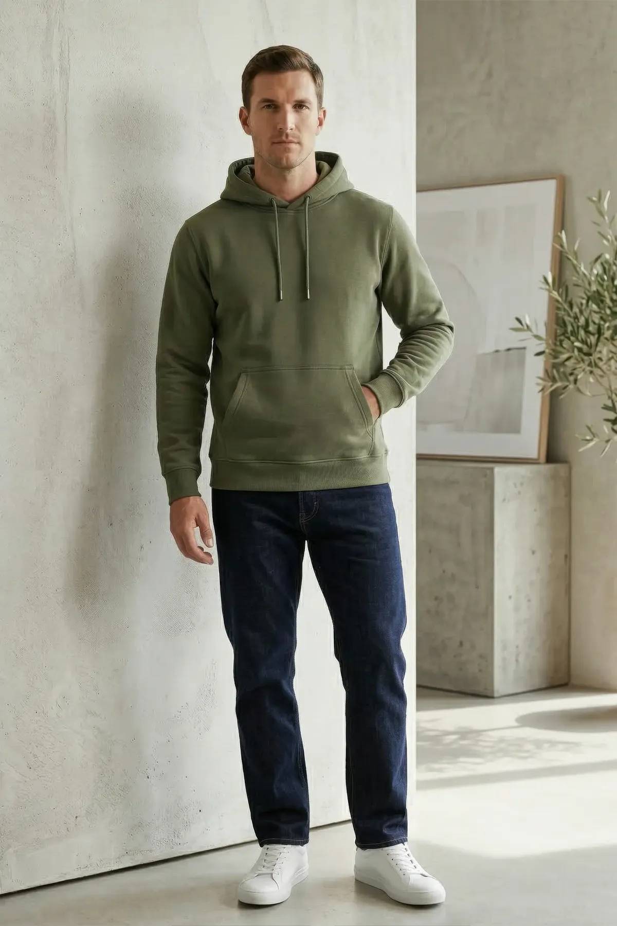 Classic Hoodie in Olive Green