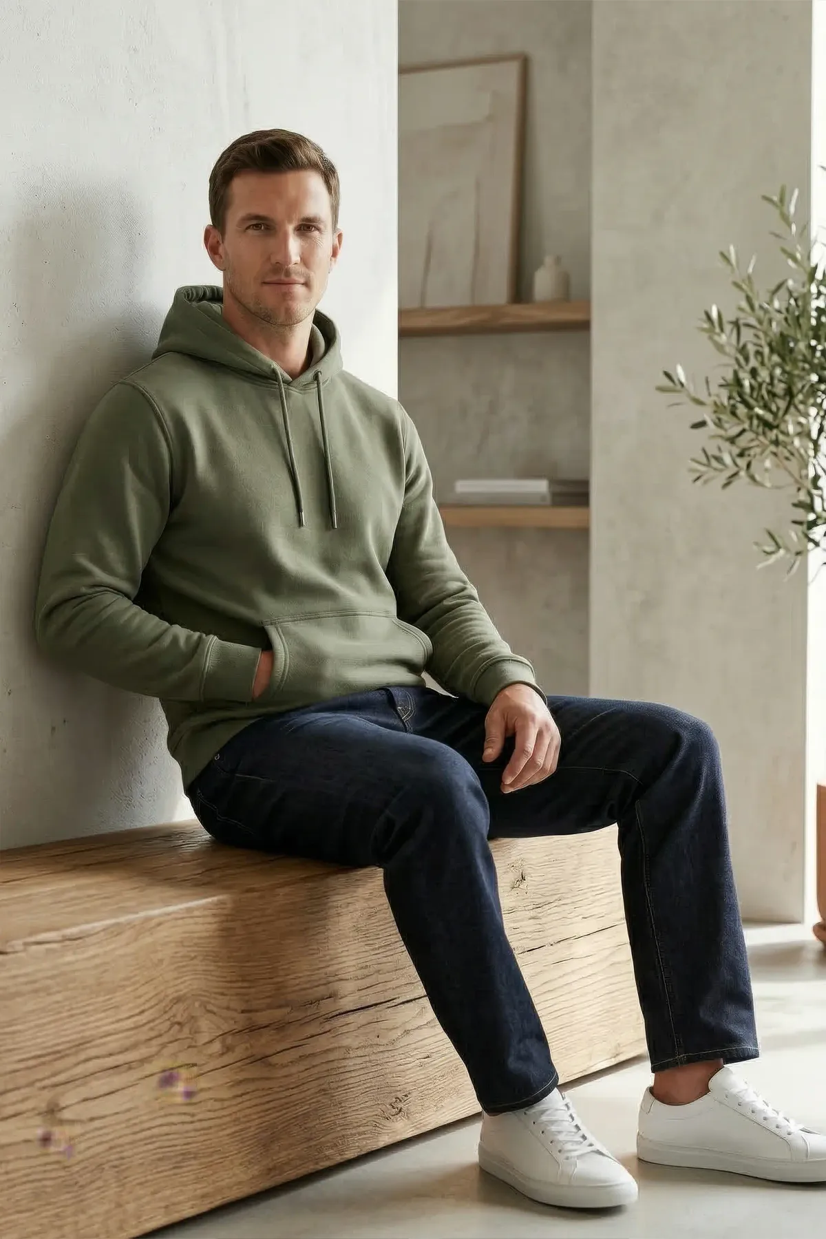 Classic Hoodie in Olive Green
