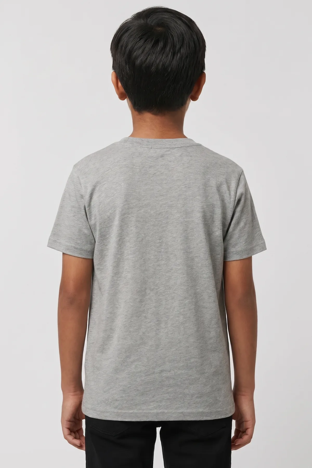 Classic Kids Crewneck Tee in Grey Melange, back