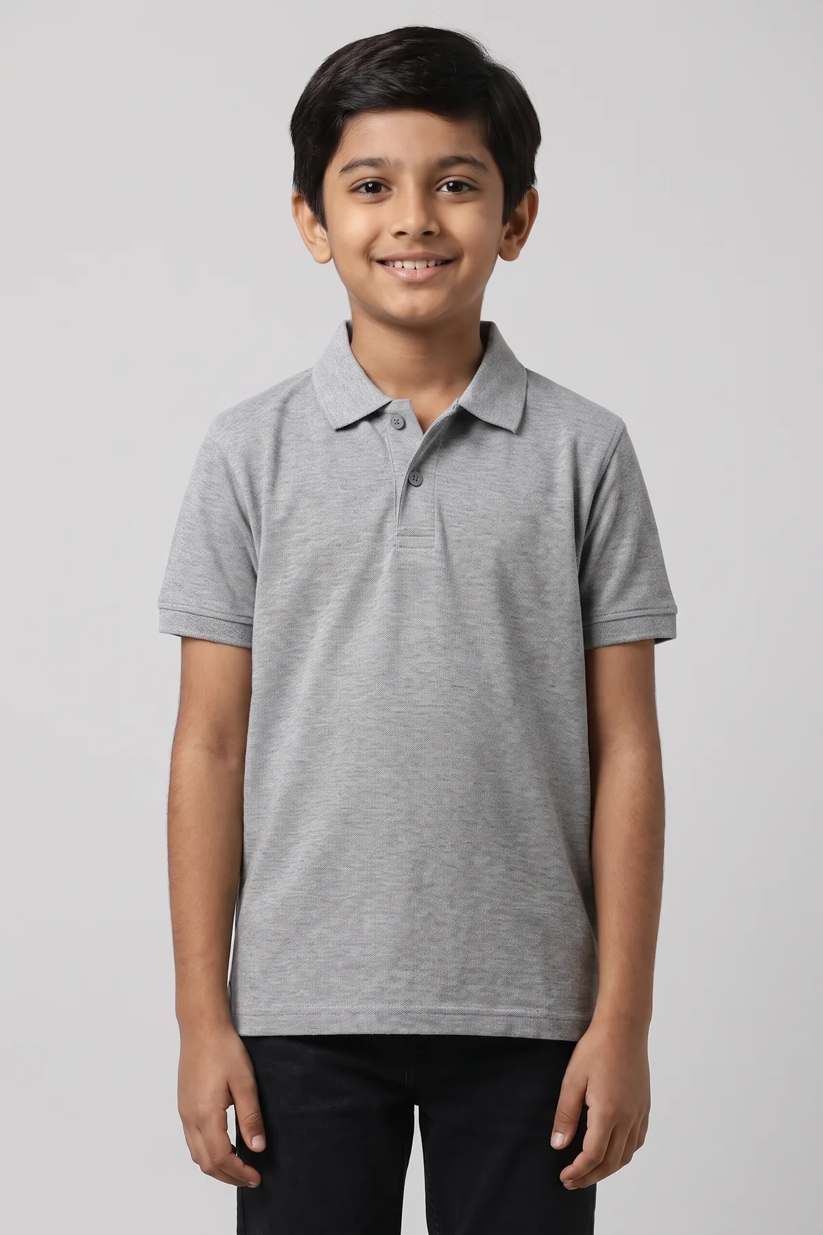 Classic Kids Polo in Grey Melange