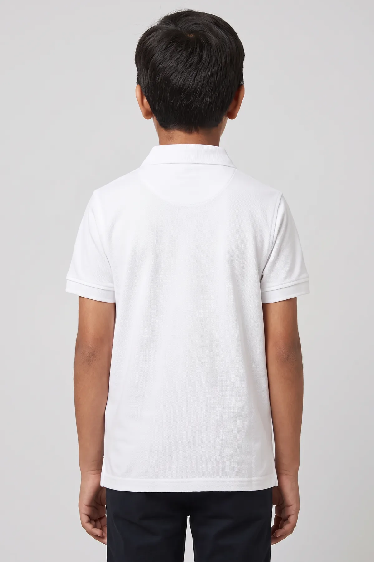 Classic Kids Polo in White, back
