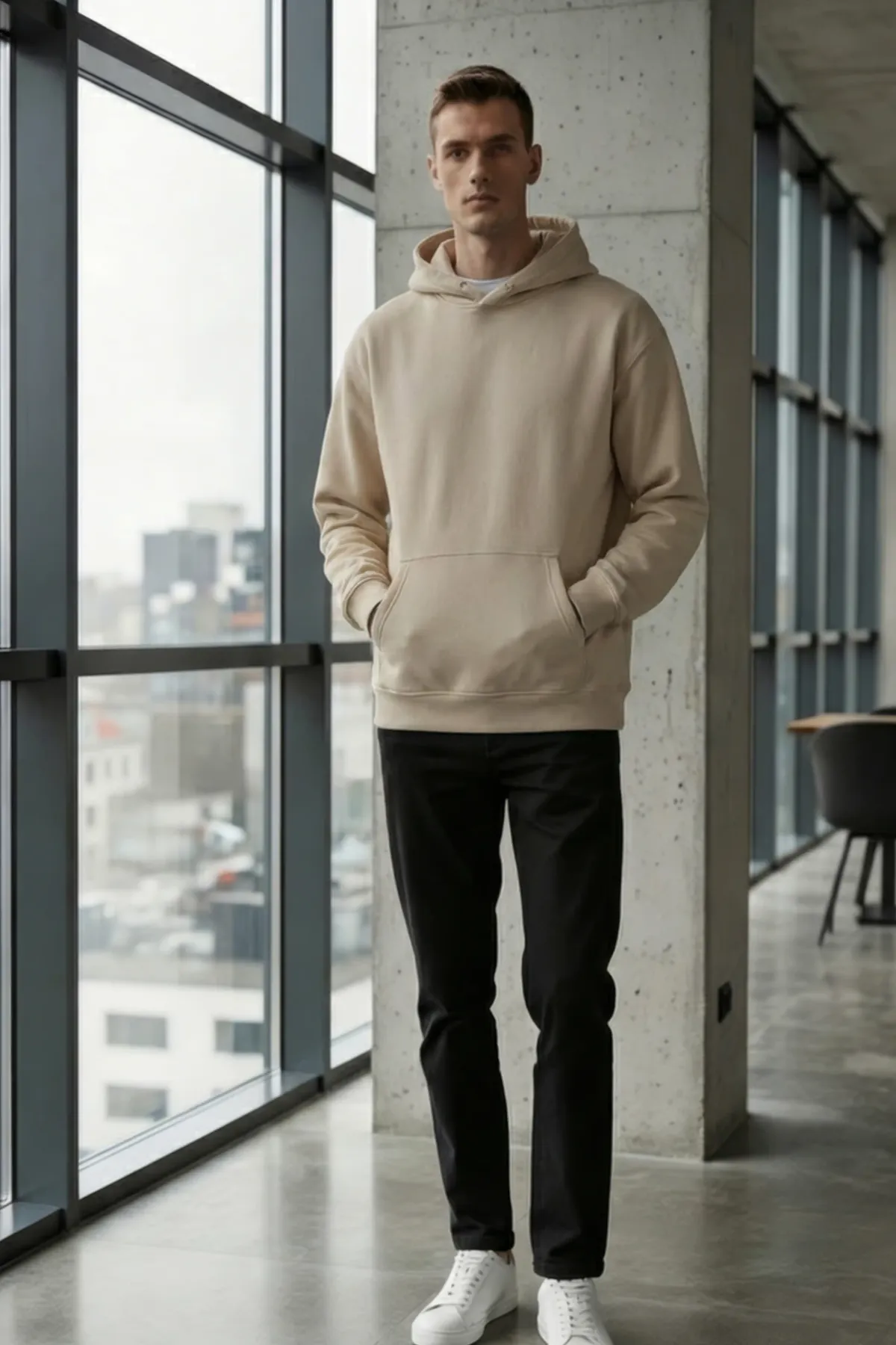 Classic Oversized Hoodie in Beige