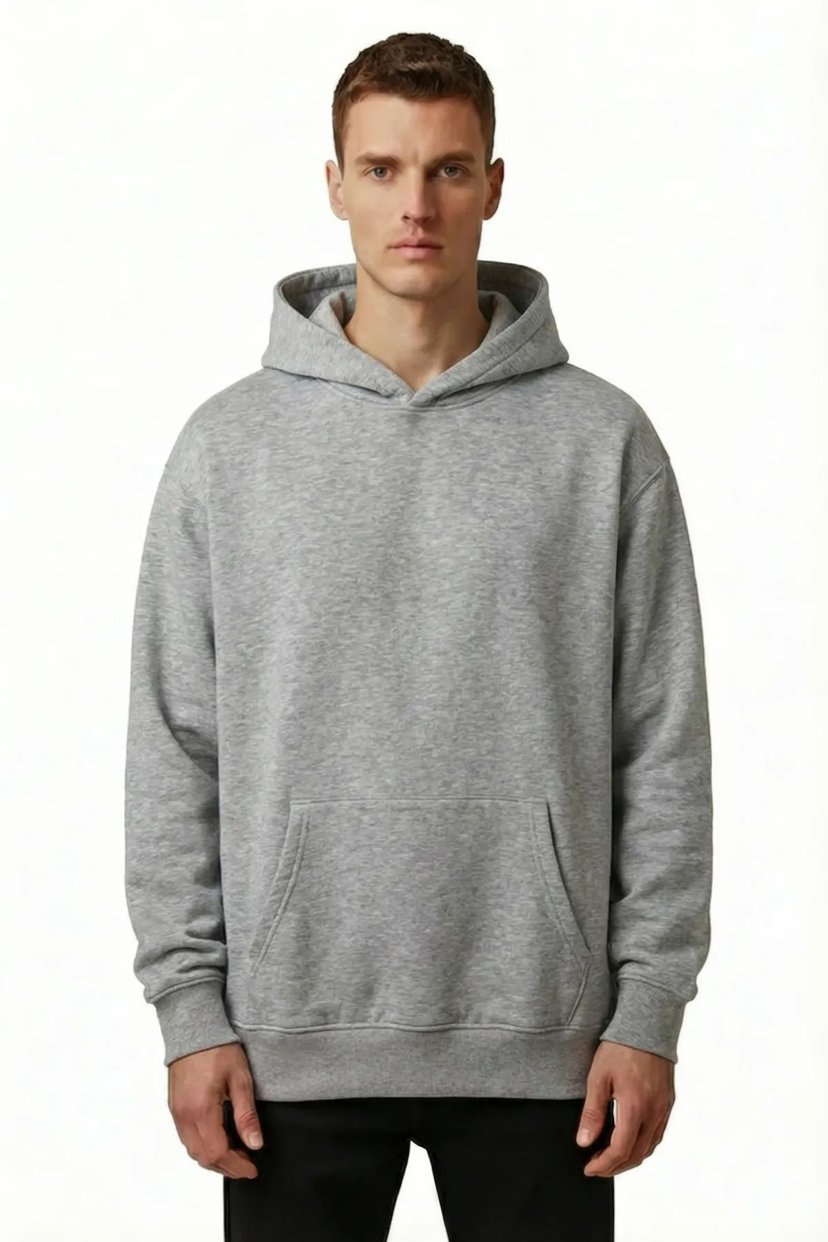Men's Classic Oversized Hoodie in Grey Melange