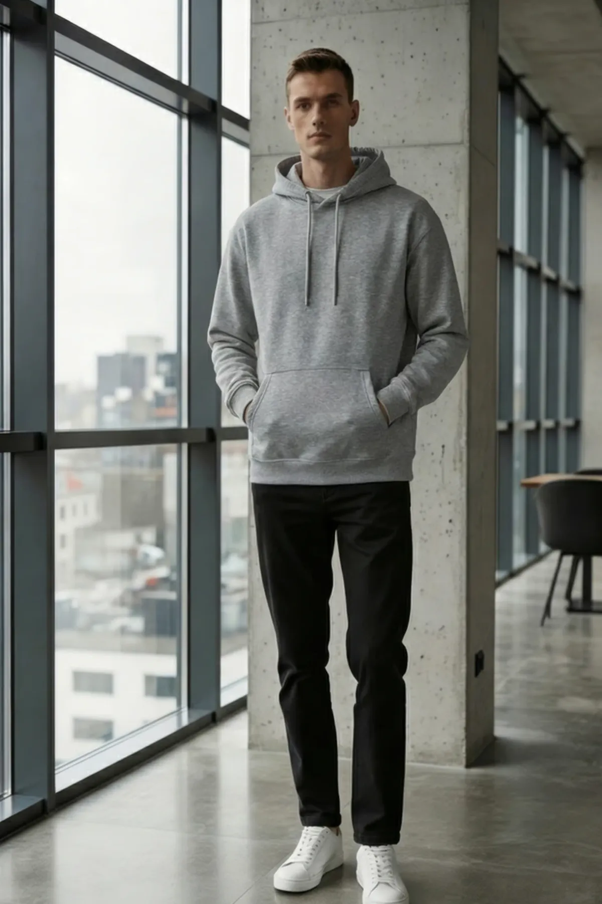 Classic Oversized Hoodie in Grey Melange