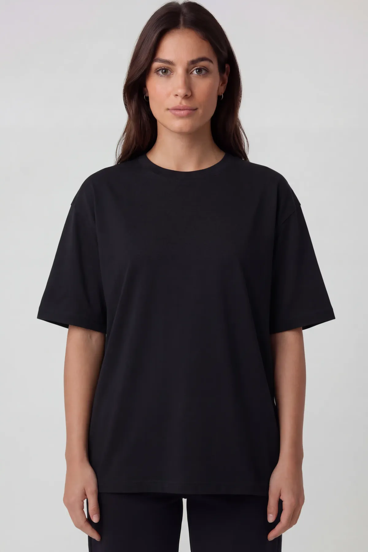 Classic Oversized in Black, front, on a woman