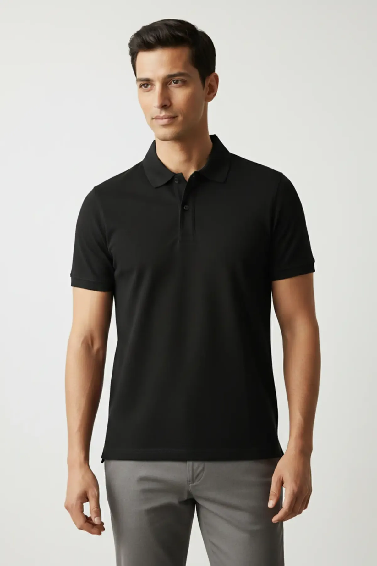 Classic Polo in Black, front, on a man
