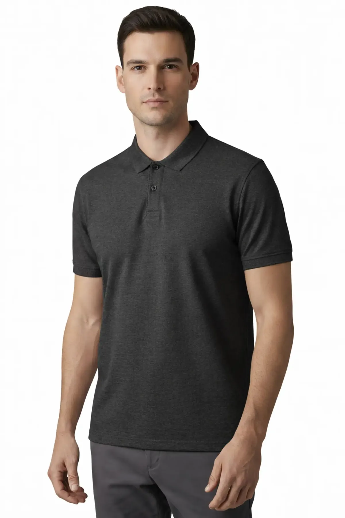 Men's Classic Polo in Charcoal Melange