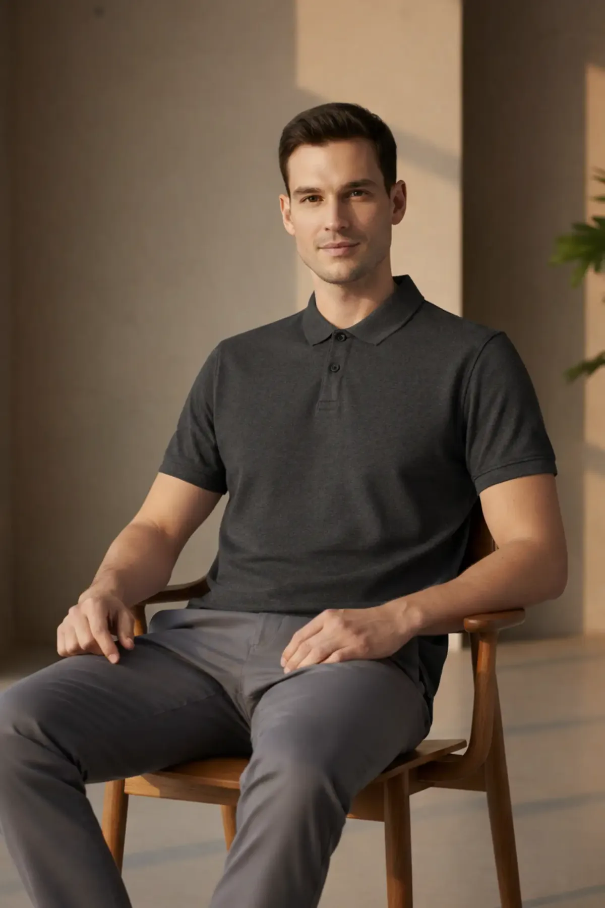 Classic Polo in Charcoal Melange