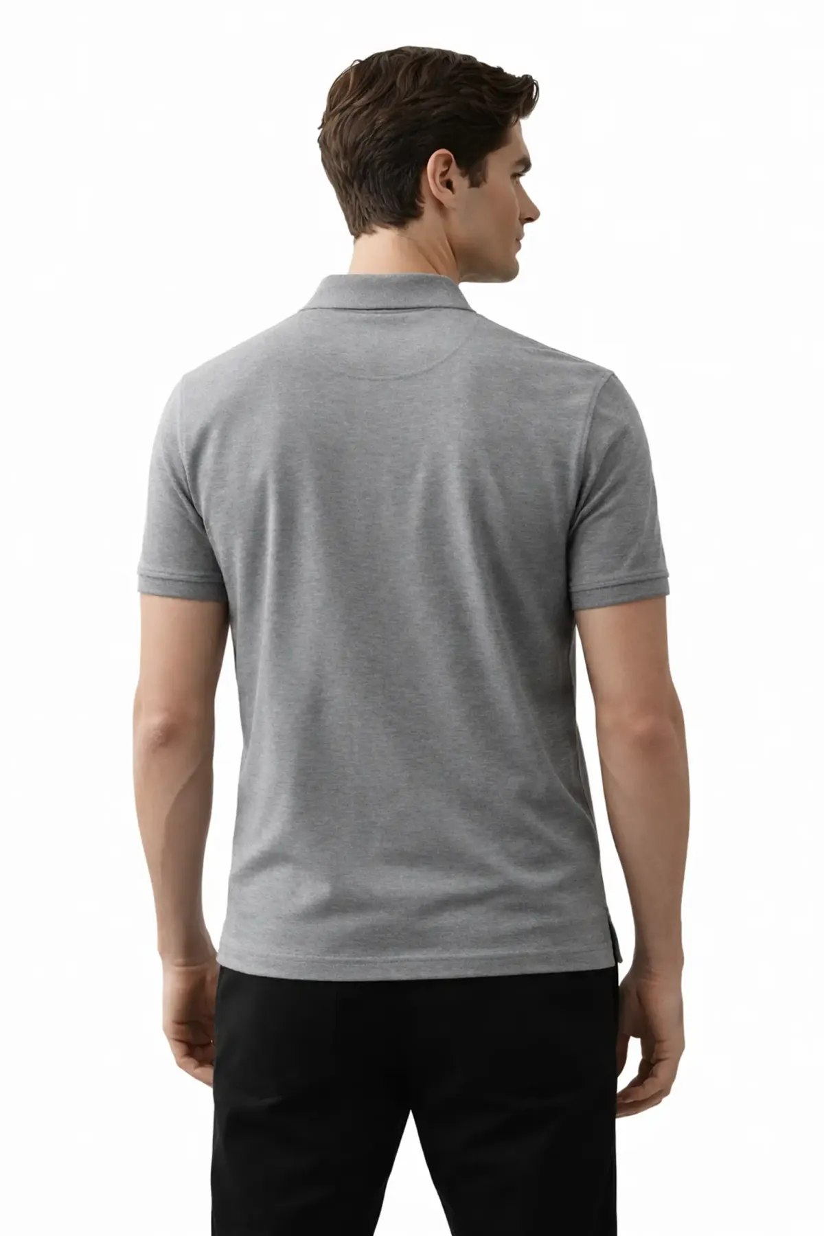 Classic Polo in Grey Melange, back