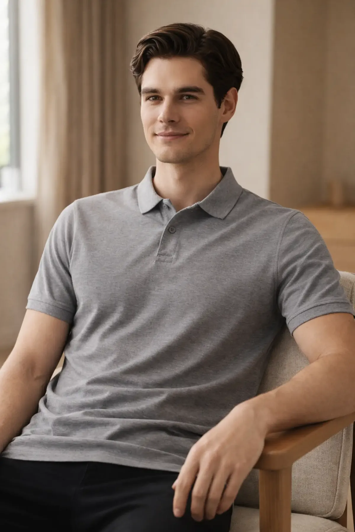 Classic Polo in Grey Melange