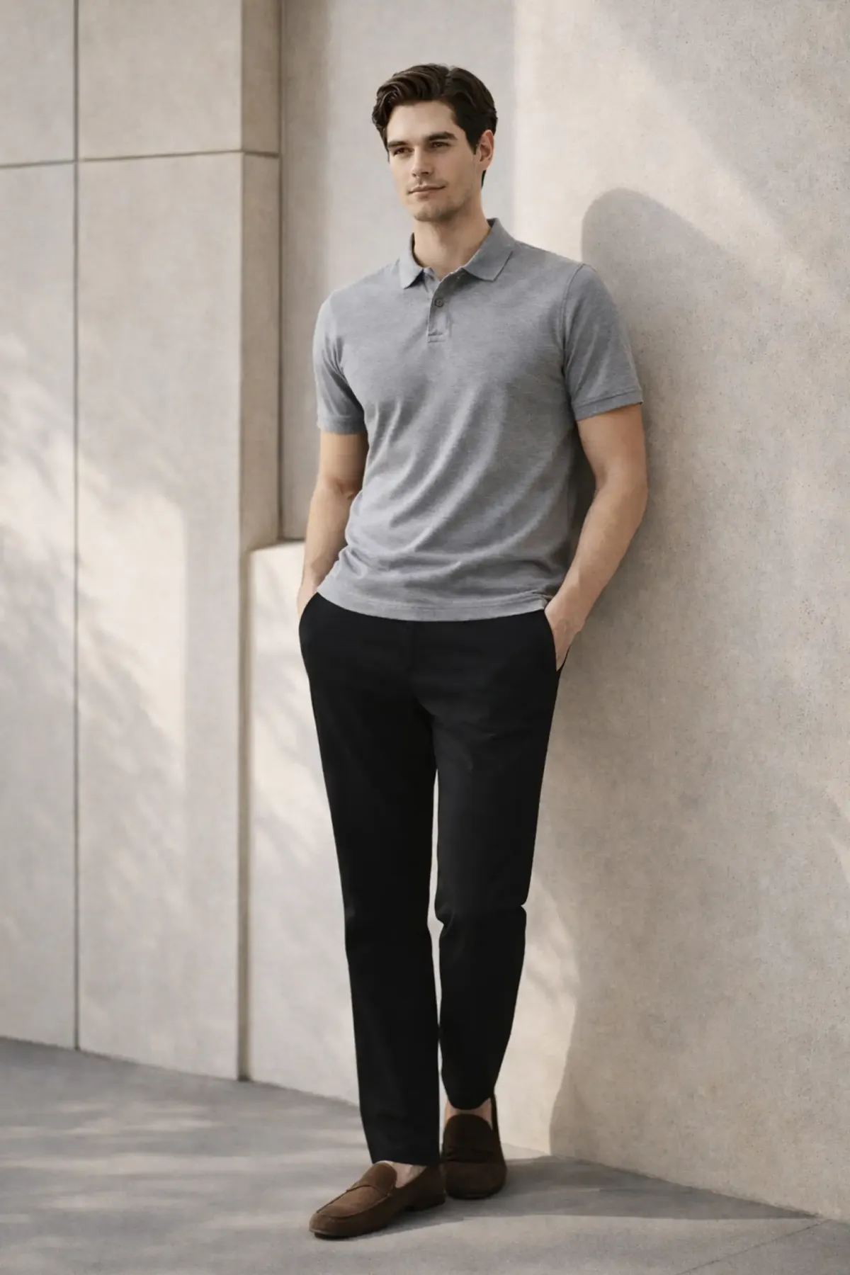 Classic Polo in Grey Melange
