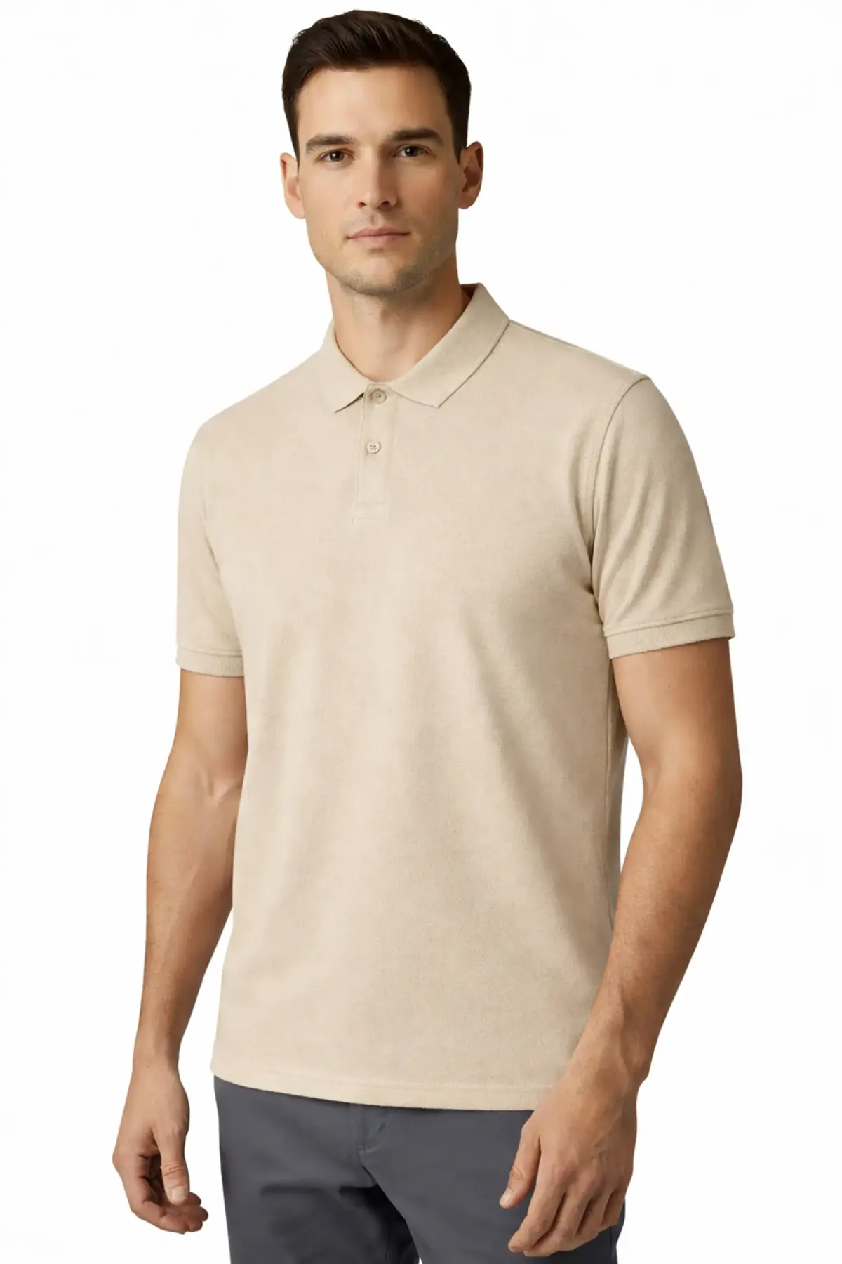 Men's Classic Polo in Light Beige