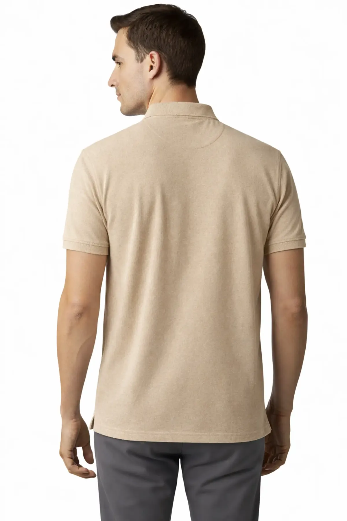 Classic Polo in Light Beige, back