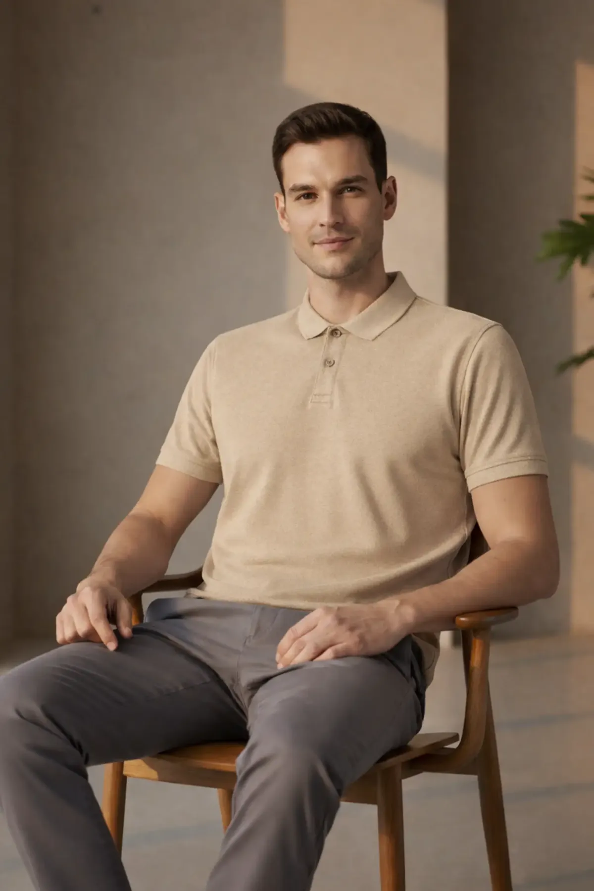 Classic Polo in Light Beige