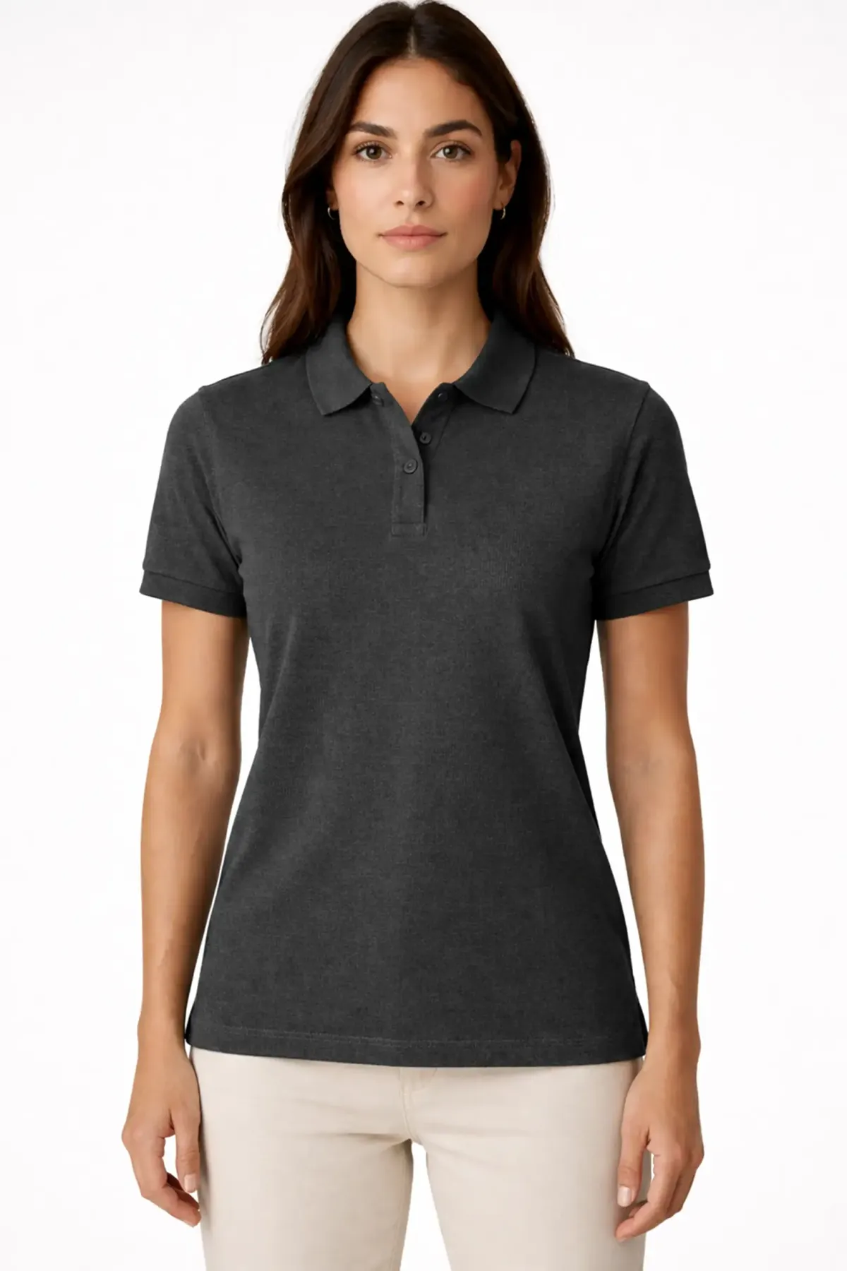 Women's Classic Polo in Charcoal Melange