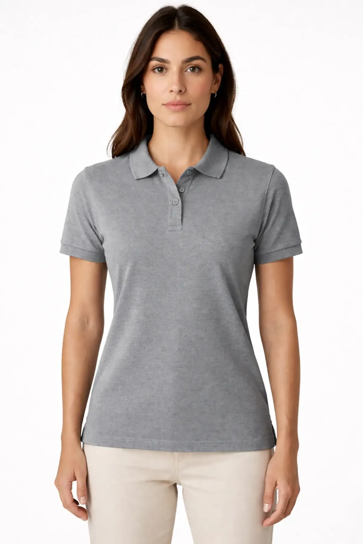 Women's Classic Polo in Grey Melange