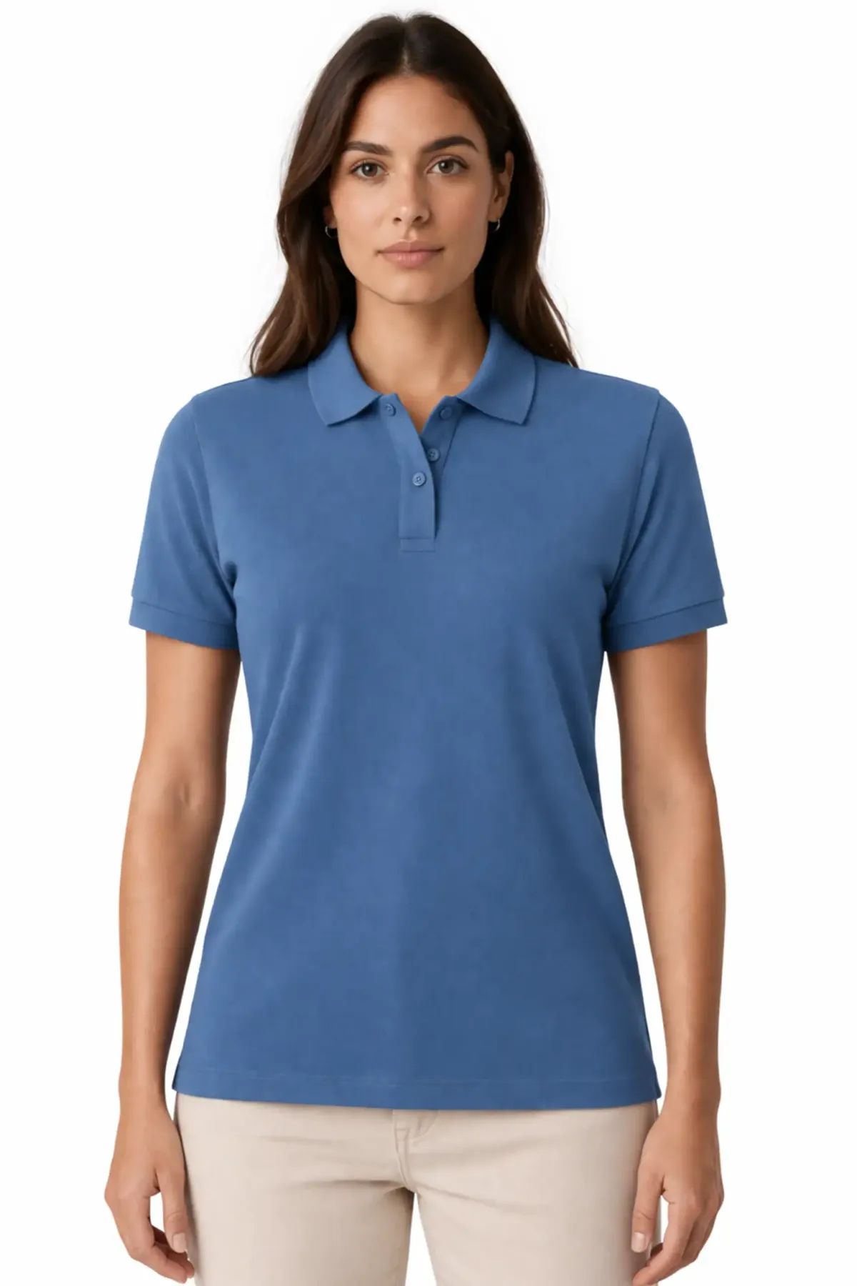 Women's Classic Polo in Steel Blue