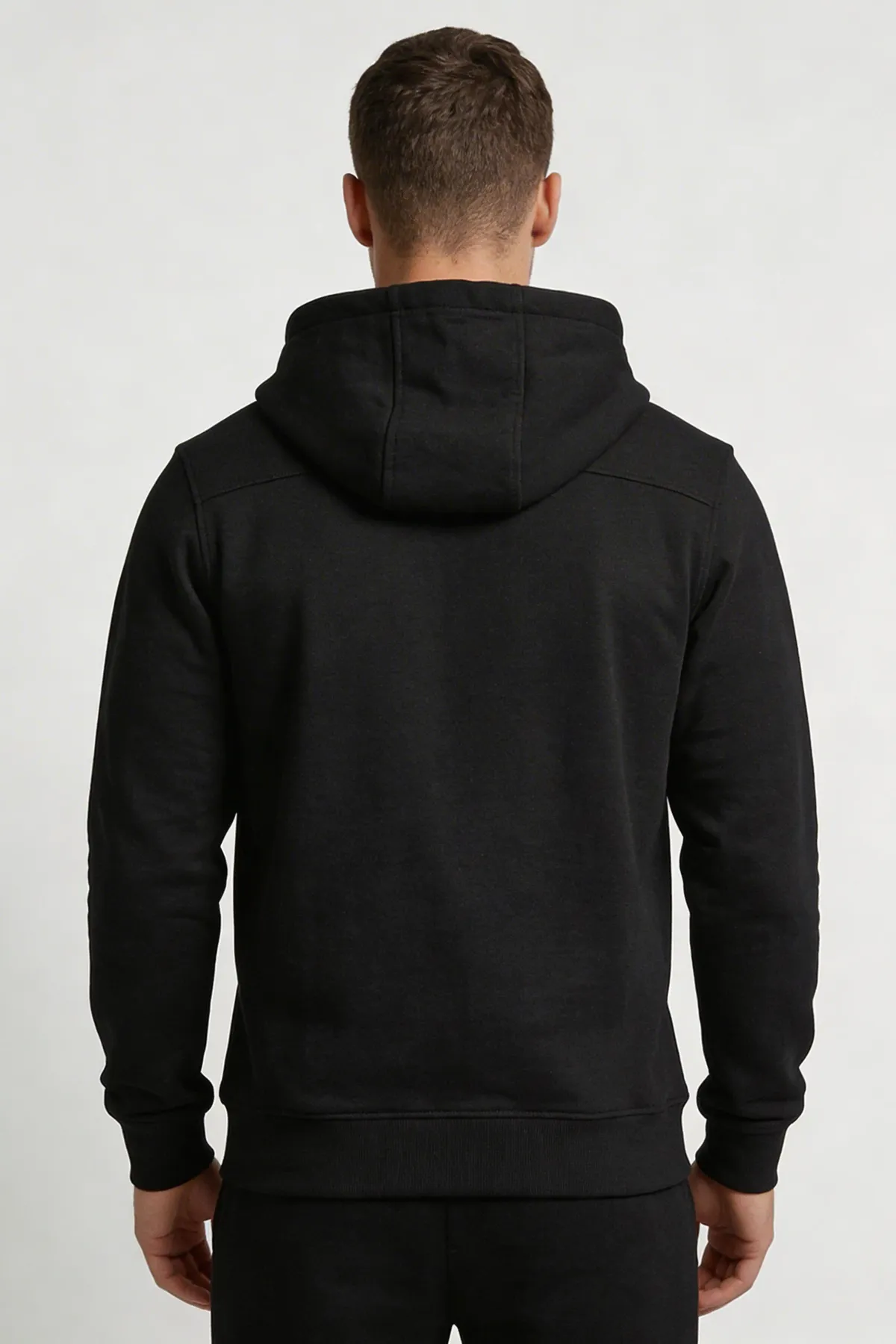 Classic Zipper Hoodie in Black, back
