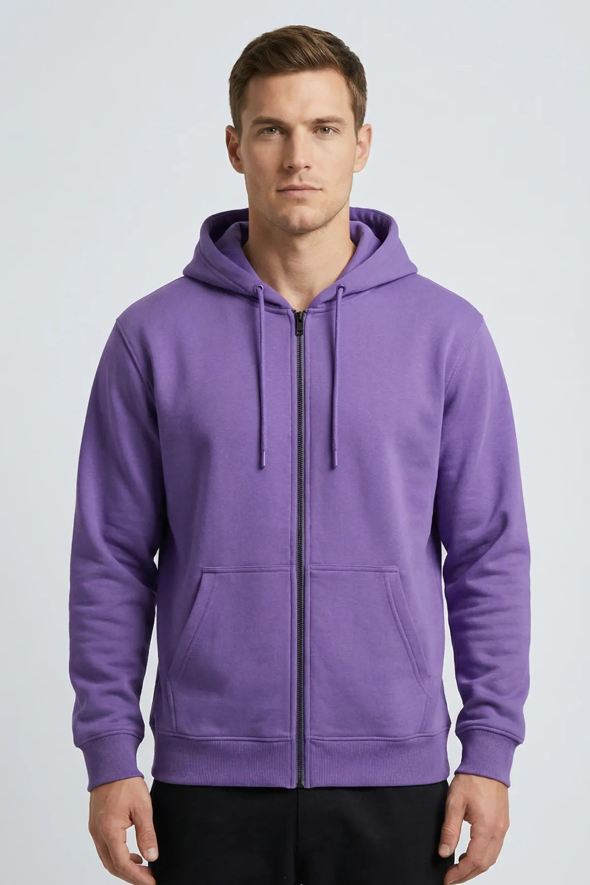 Men's Classic Zipper Hoodie in Dark Purple