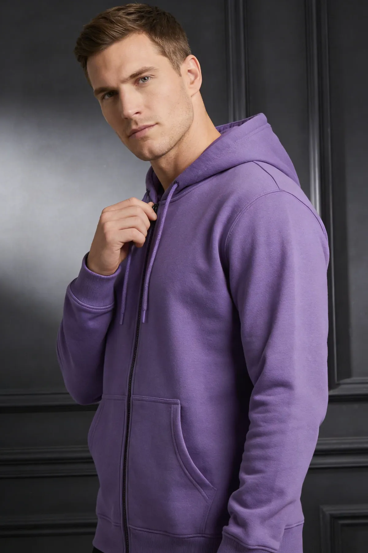 Classic Zipper Hoodie in Dark Purple
