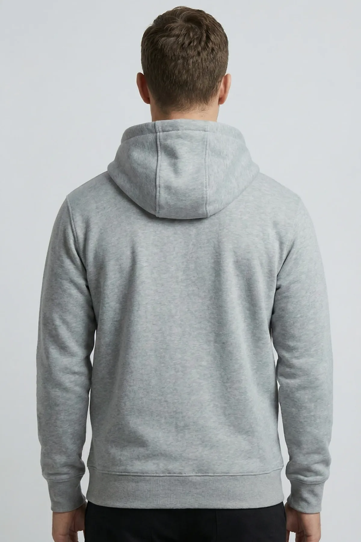 Classic Zipper Hoodie in Grey Melange, back