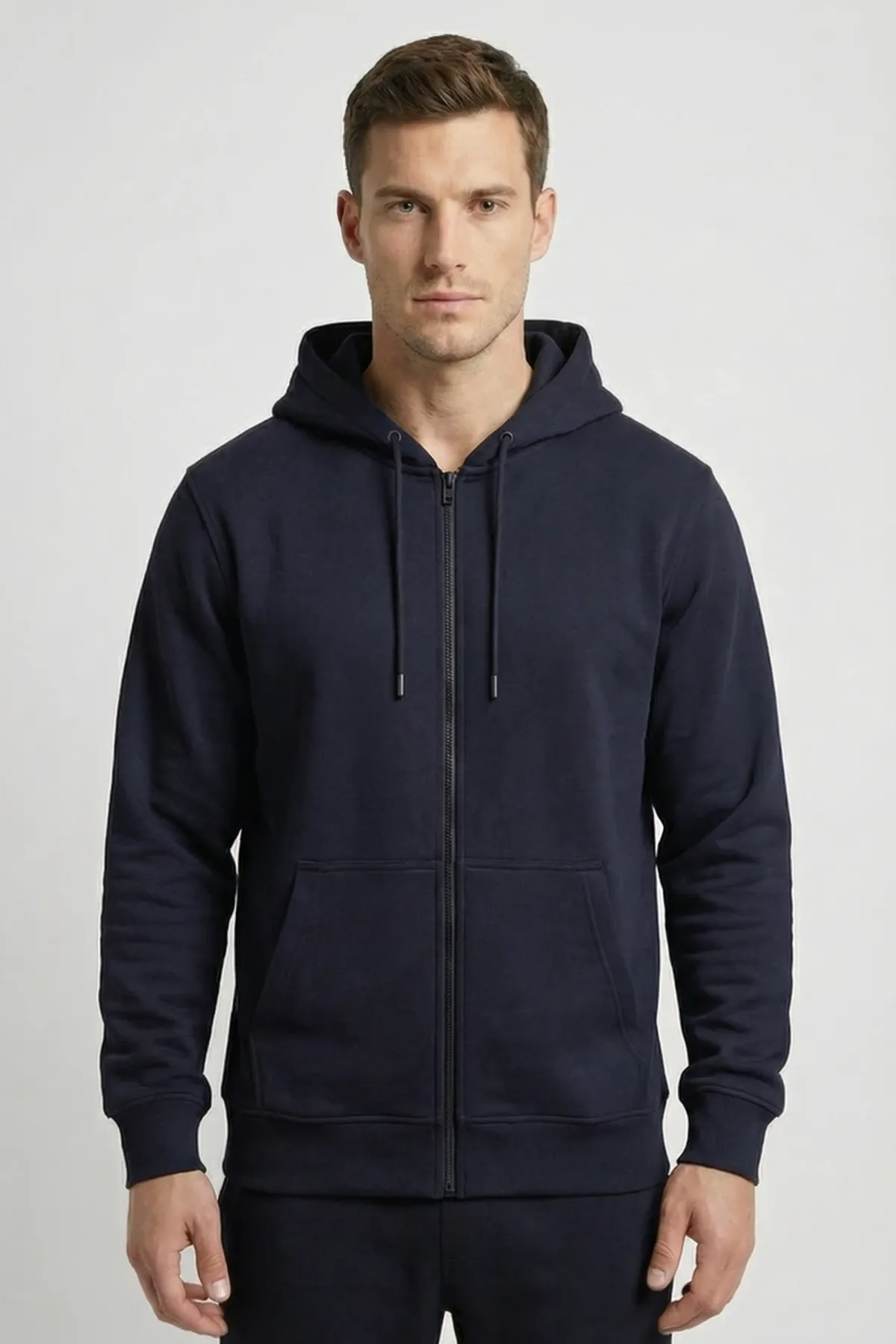 Men's Classic Zipper Hoodie in Navy