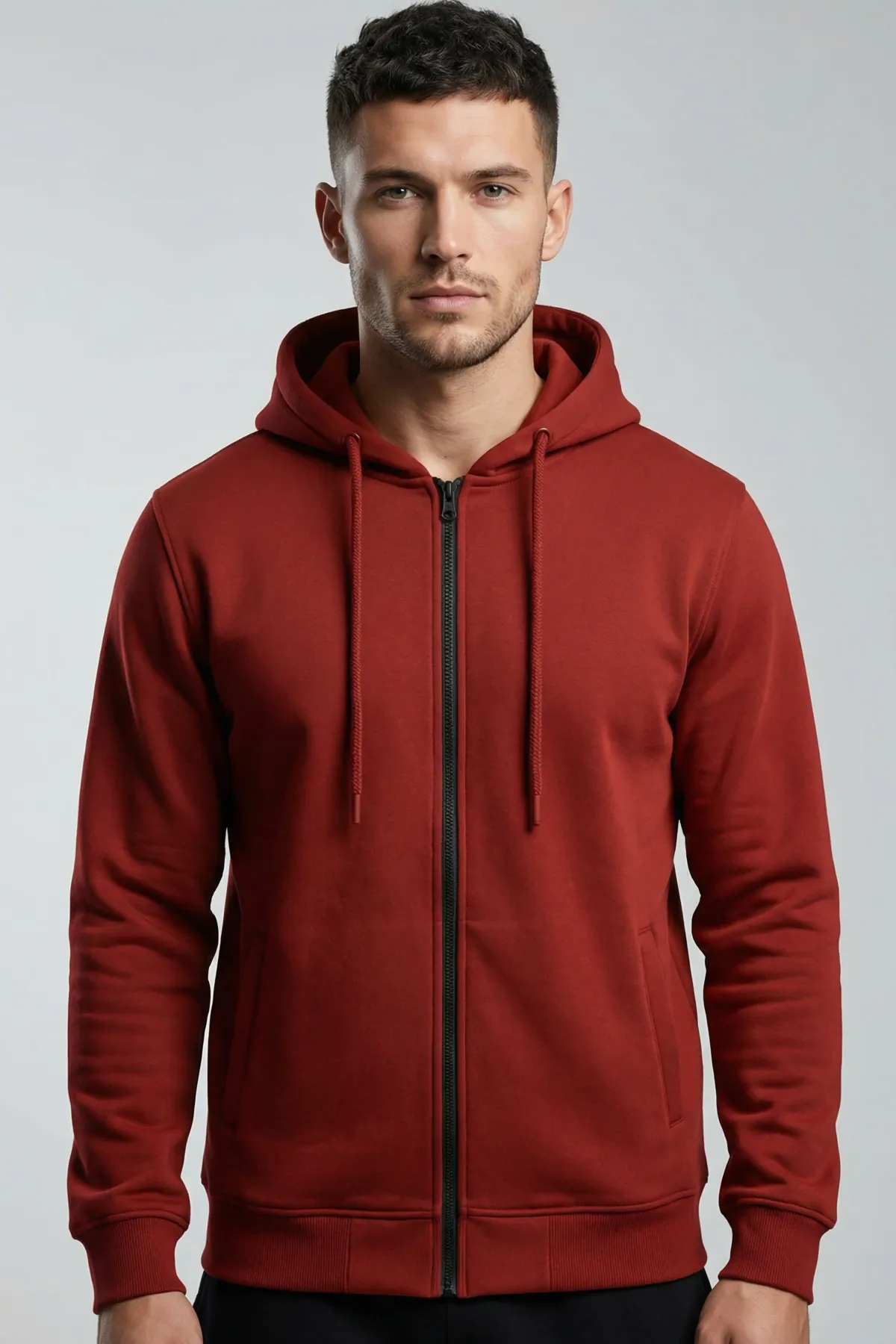Men's Classic Zipper Hoodie in Red