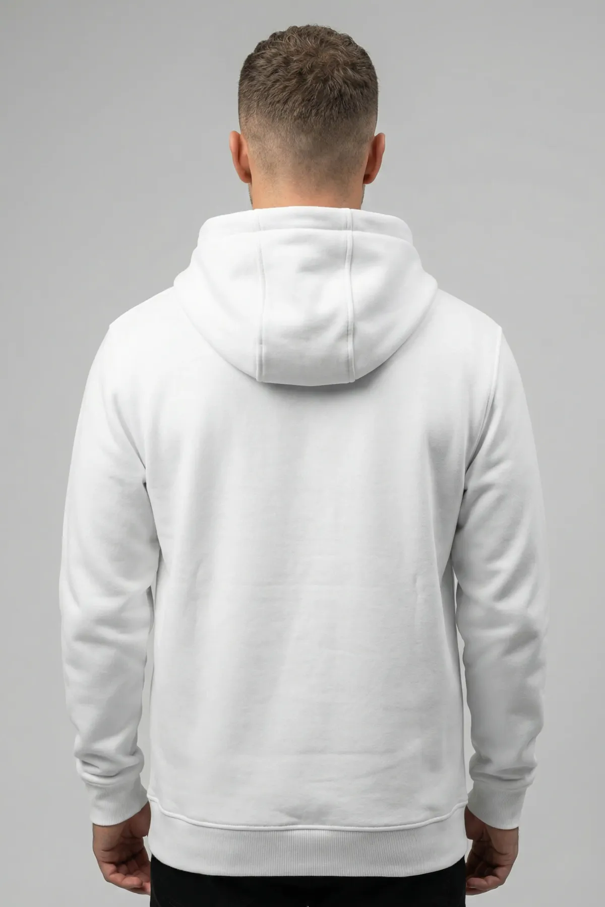 Classic Zipper Hoodie in White, back