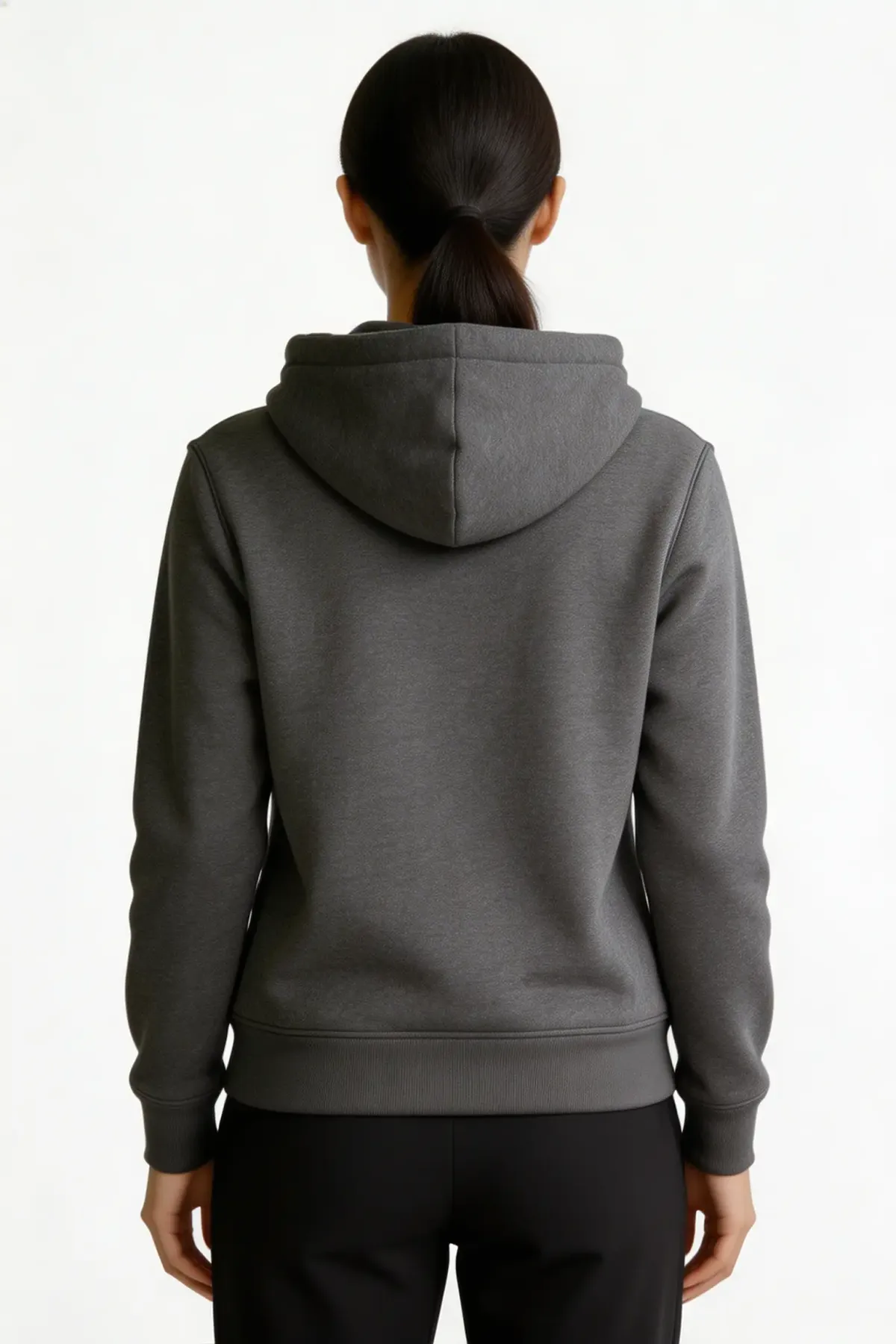 Classic Zipper Hoodie in Charcoal Melange, back