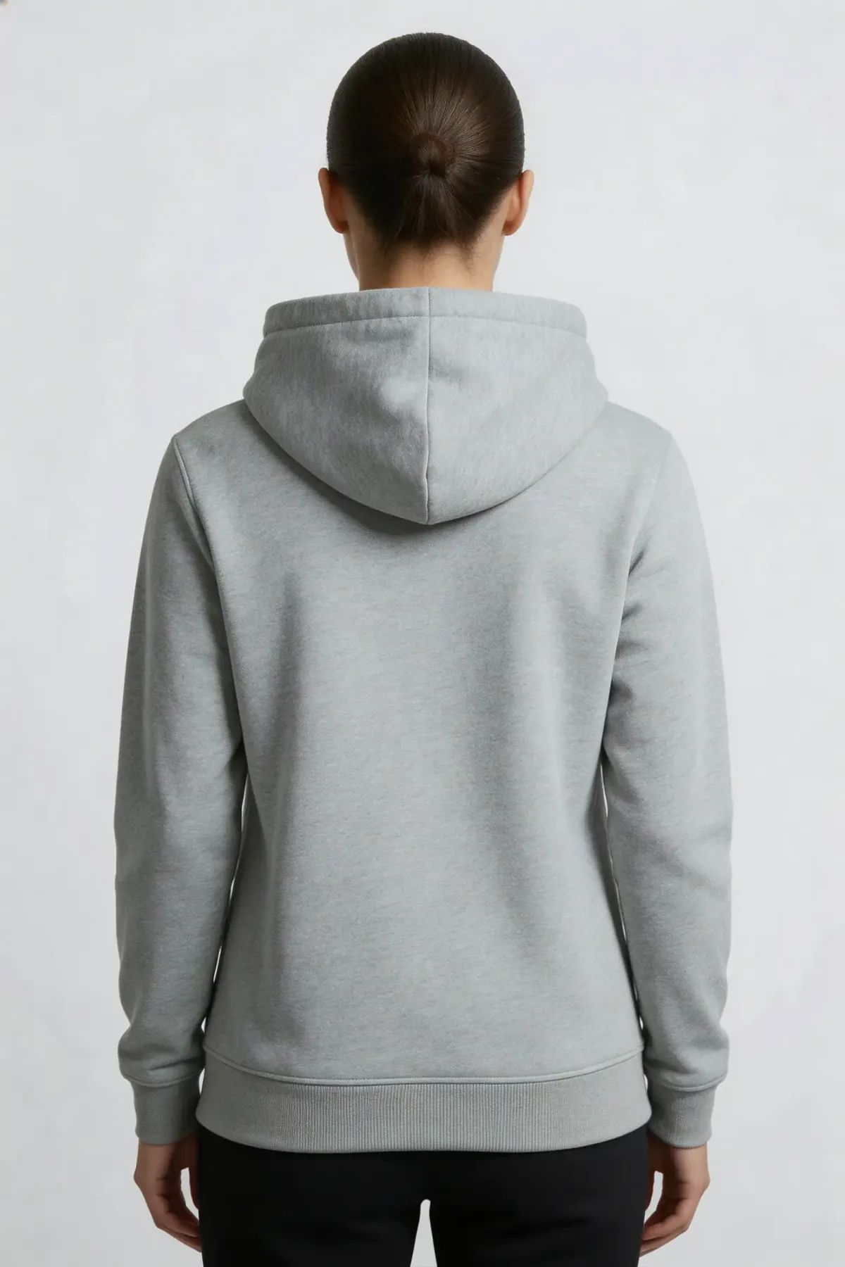 Classic Zipper Hoodie in Grey Melange, back