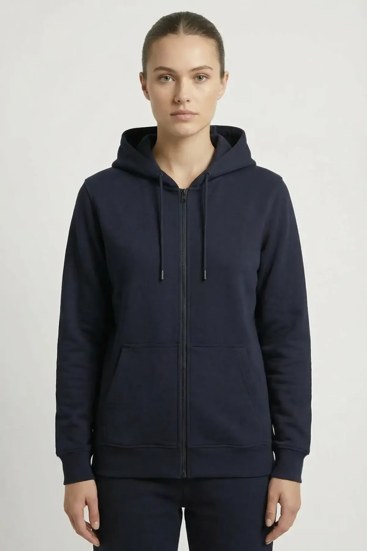 Women's Classic Zipper Hoodie in Navy