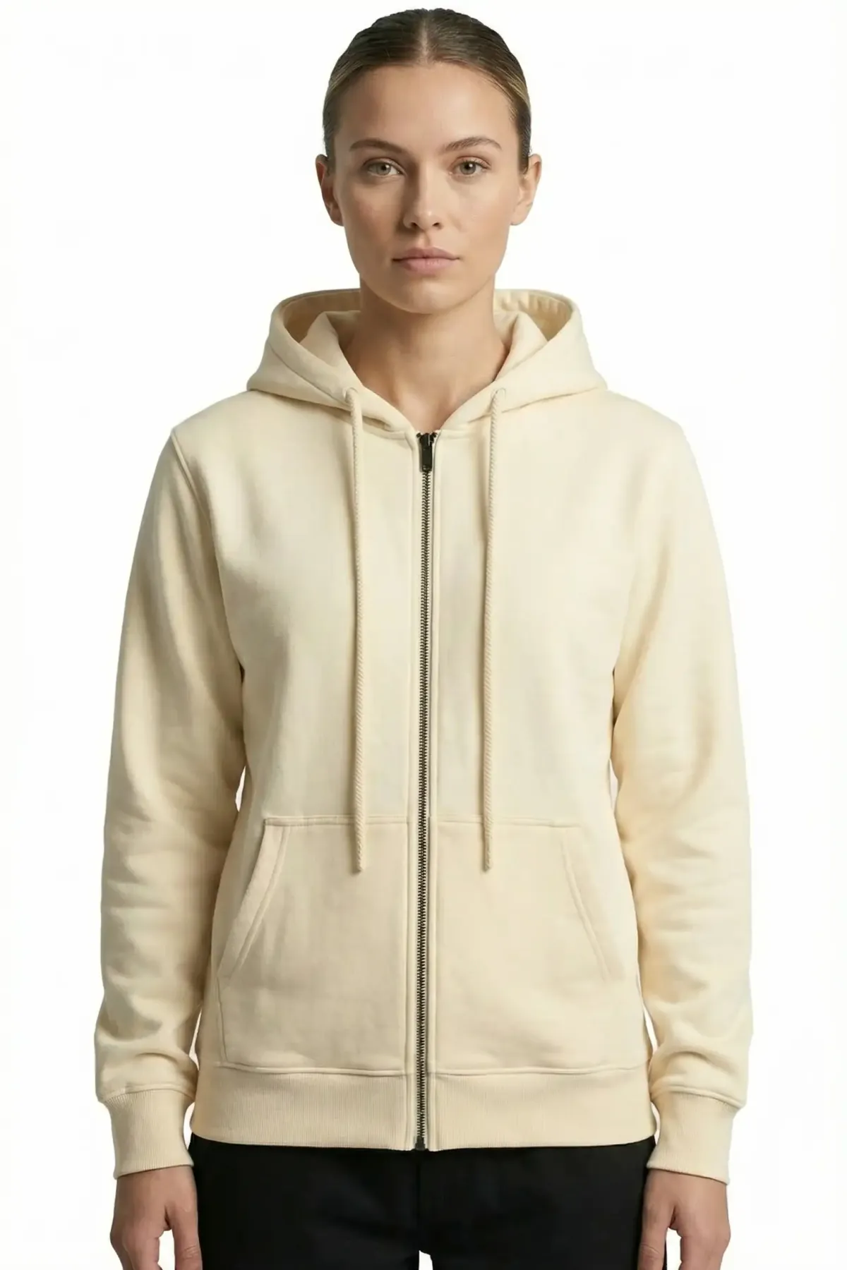 Women's Classic Zipper Hoodie in Off White