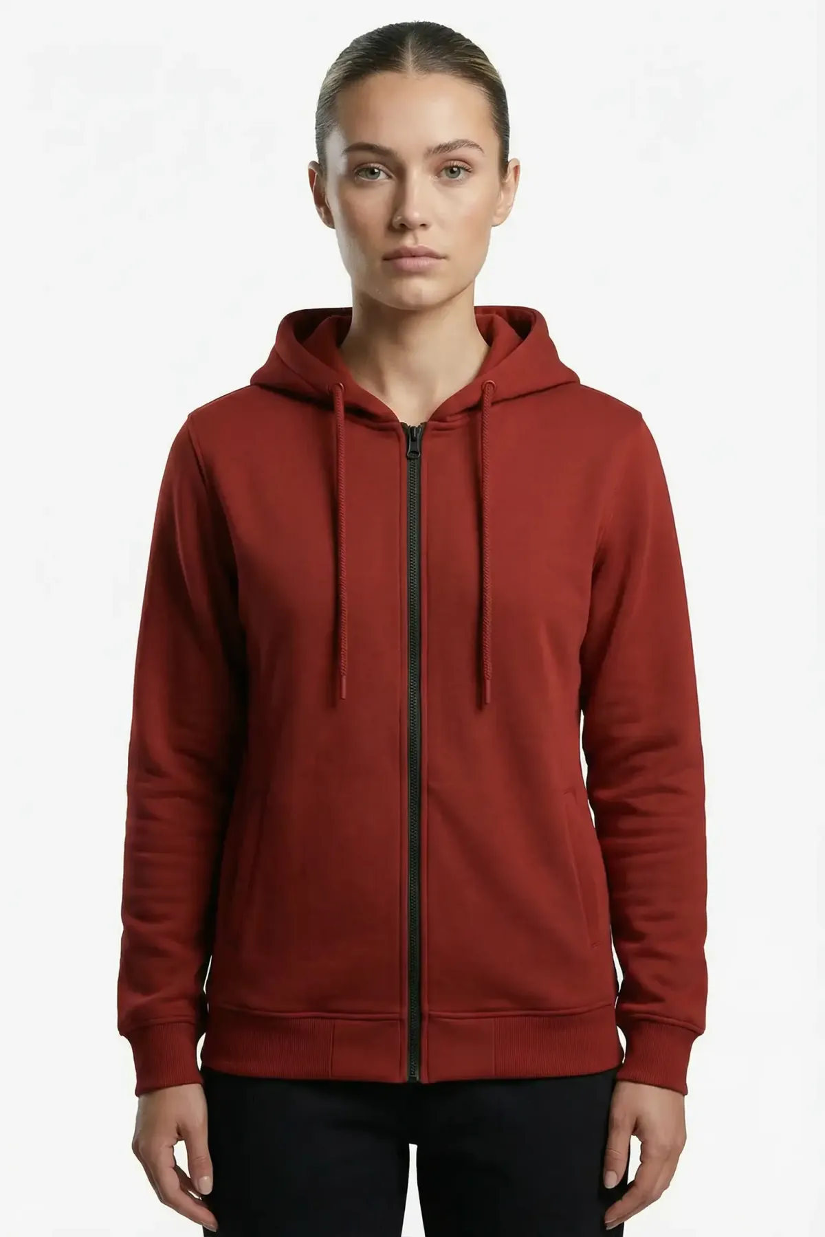 Women's Classic Zipper Hoodie in Red