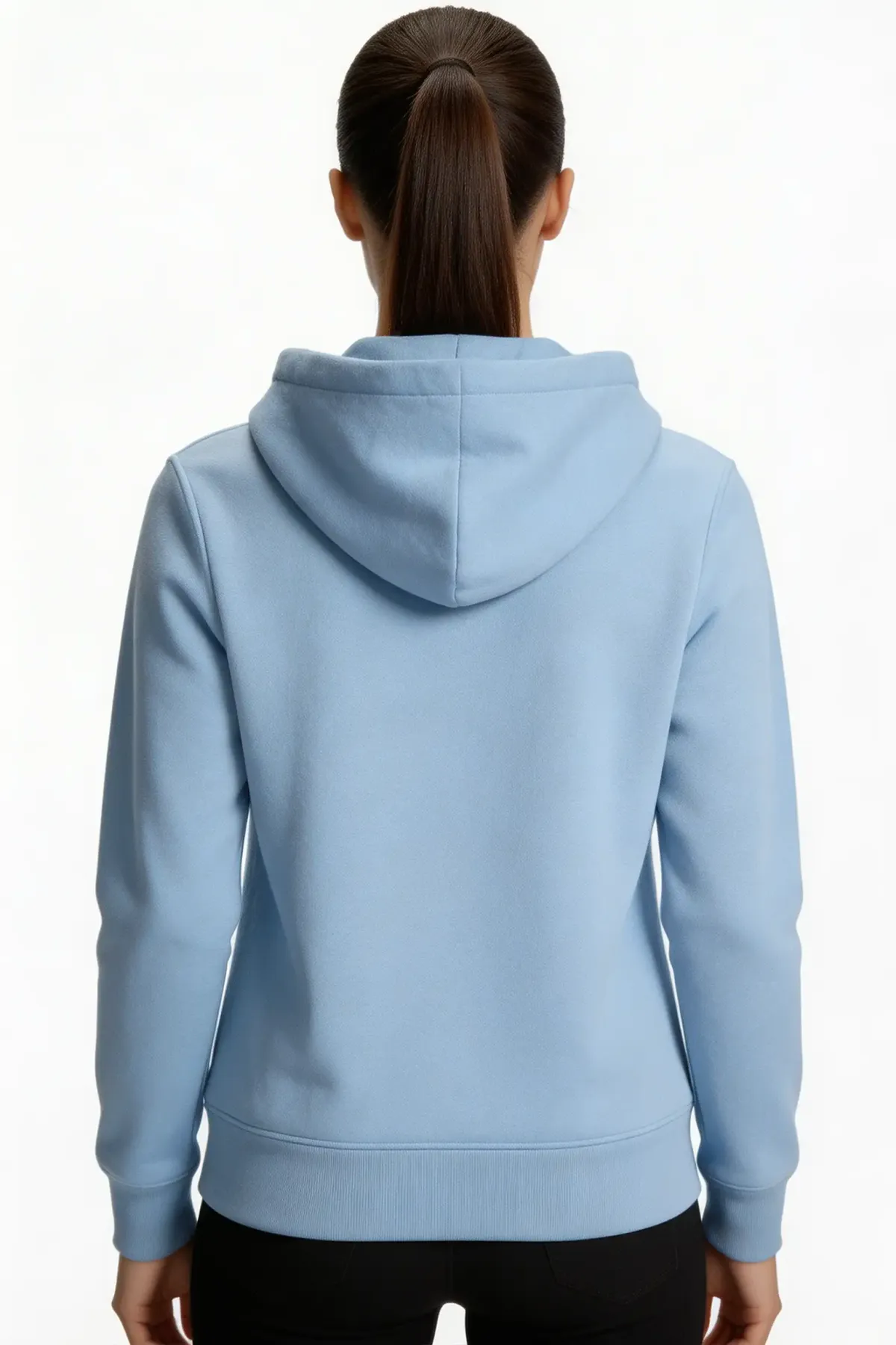 Classic Zipper Hoodie in Sky Blue, back