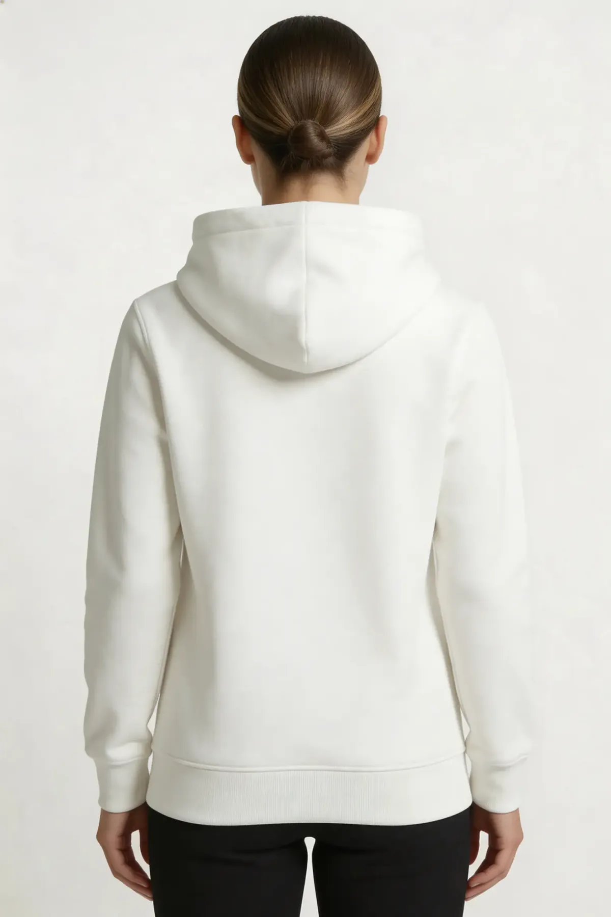Classic Zipper Hoodie in White, back