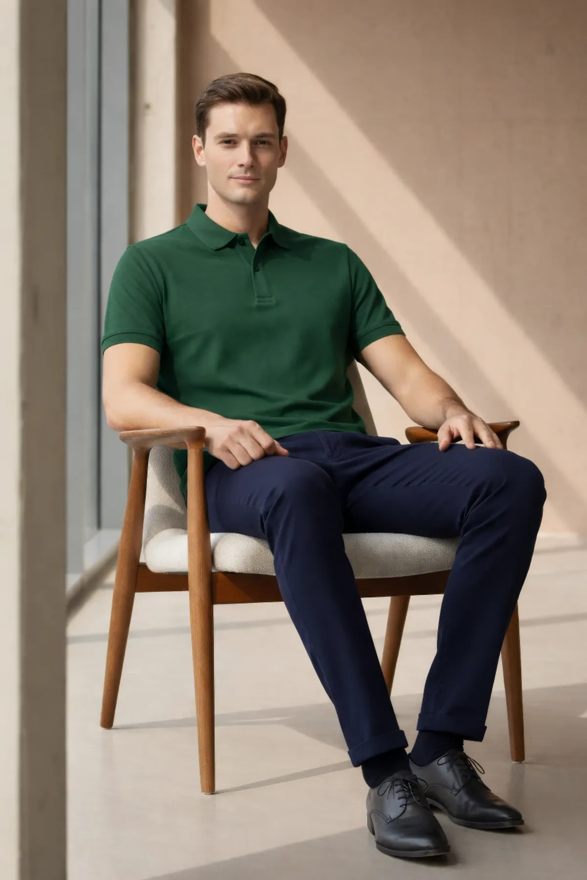 Men's Heavy Polo in Bottle Green