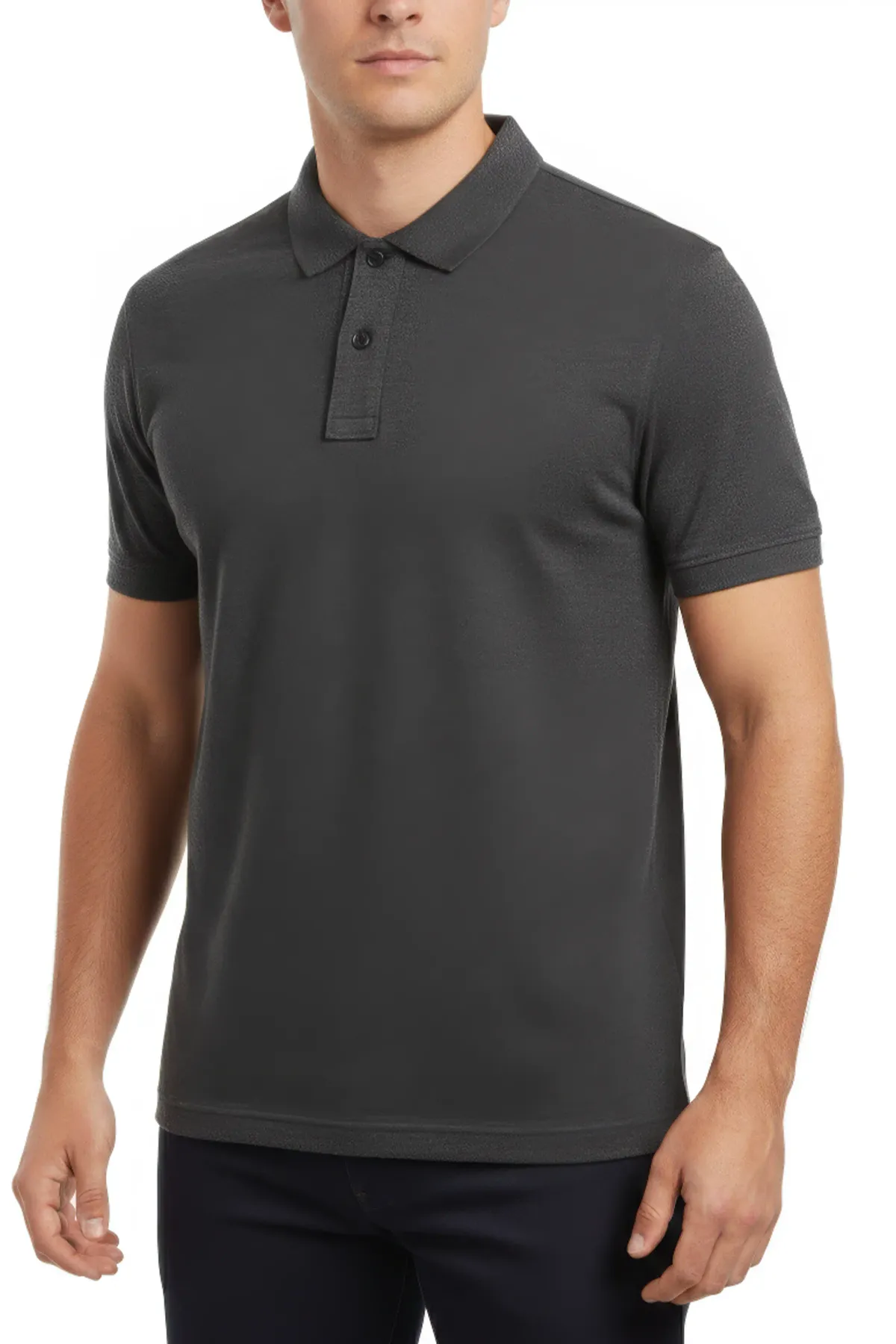 Men's Heavy Polo in Charcoal Melange